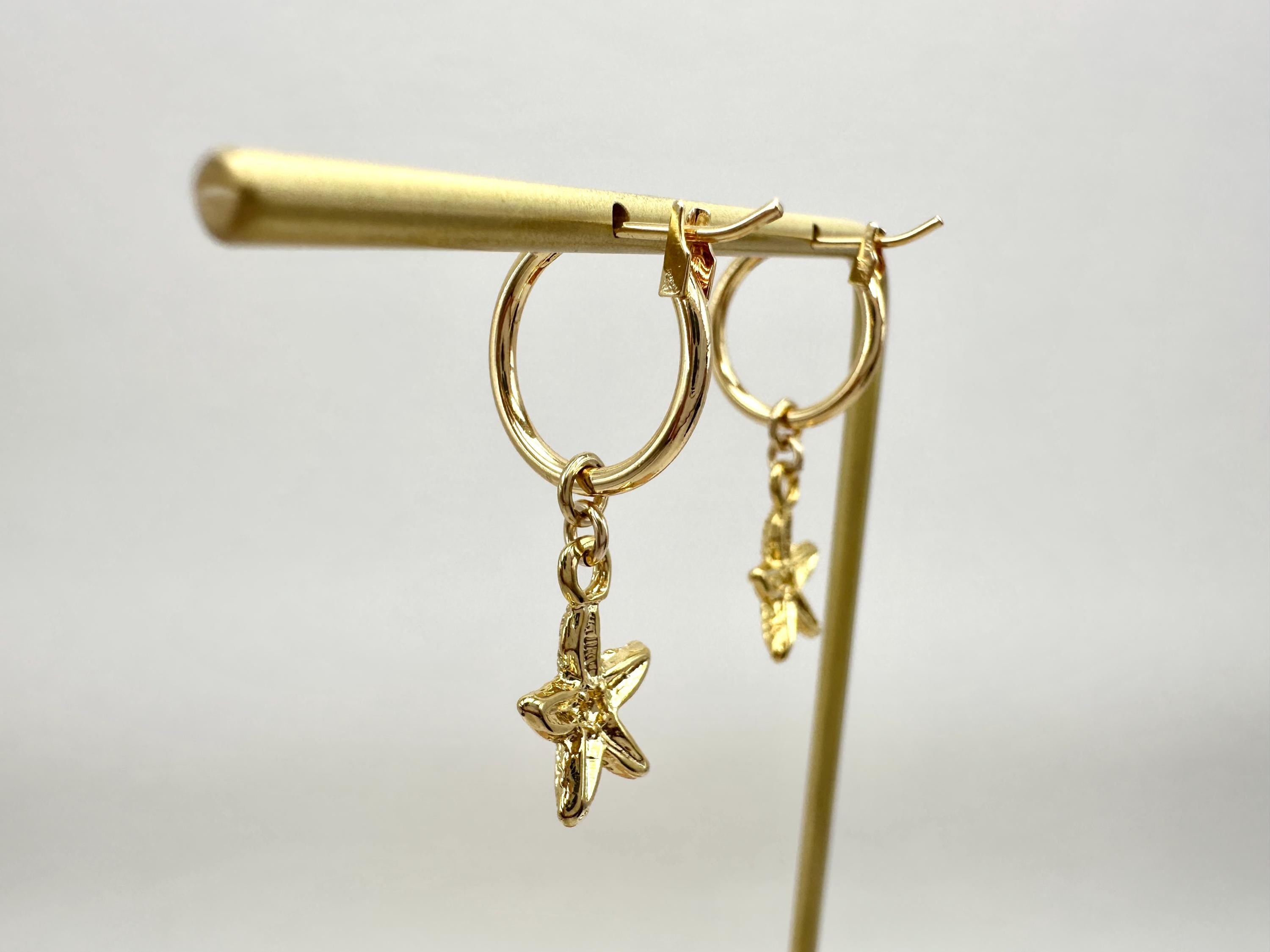 Starfish Charm 18K Gold Filled Hoop Earrings