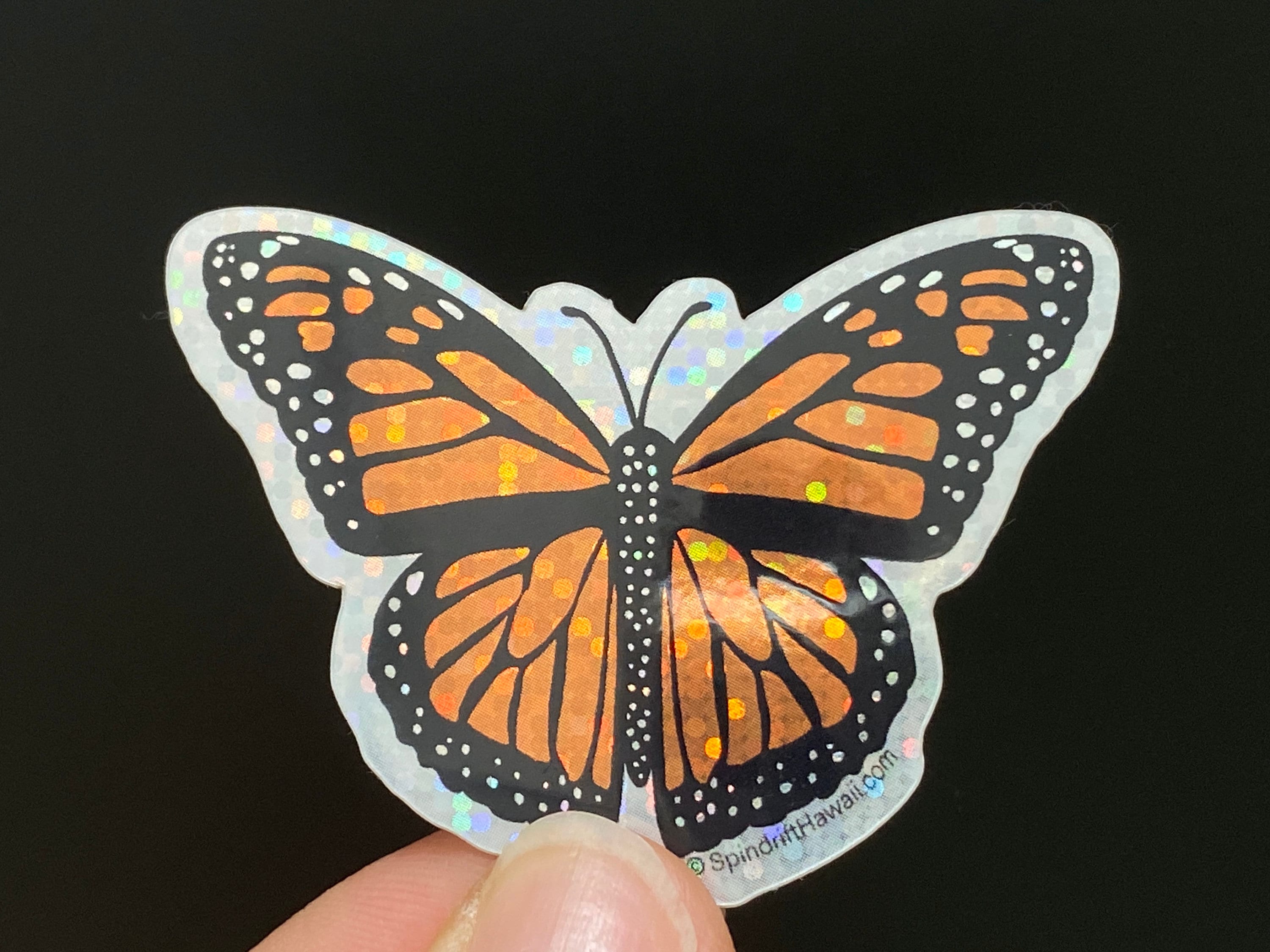Glitter Holographic Rainbow Monarch Butterfly 2” Die Cut Sticker
