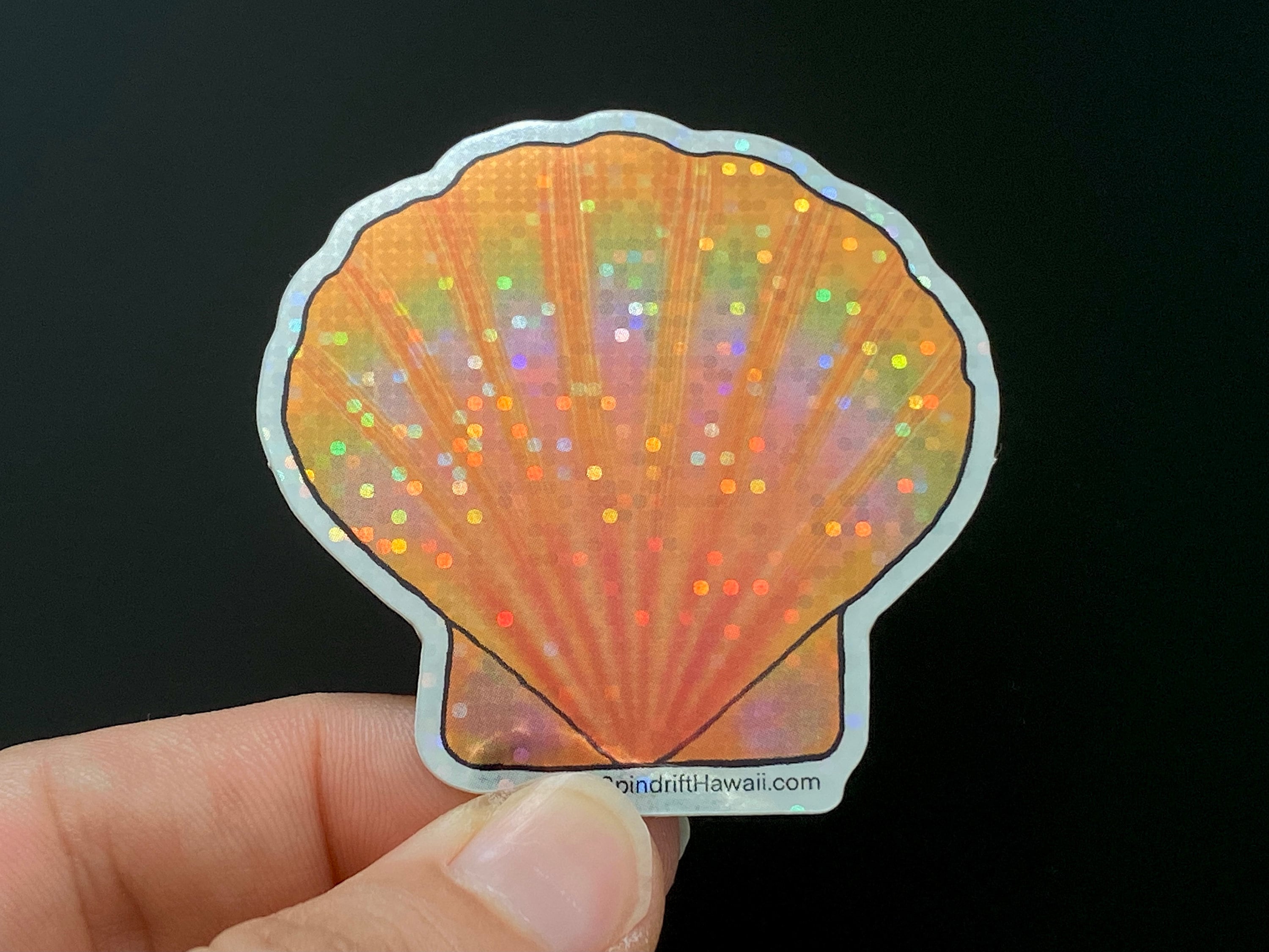 Glitter Holographic Rainbow Sunrise Shell 2” Die Cut Sticker