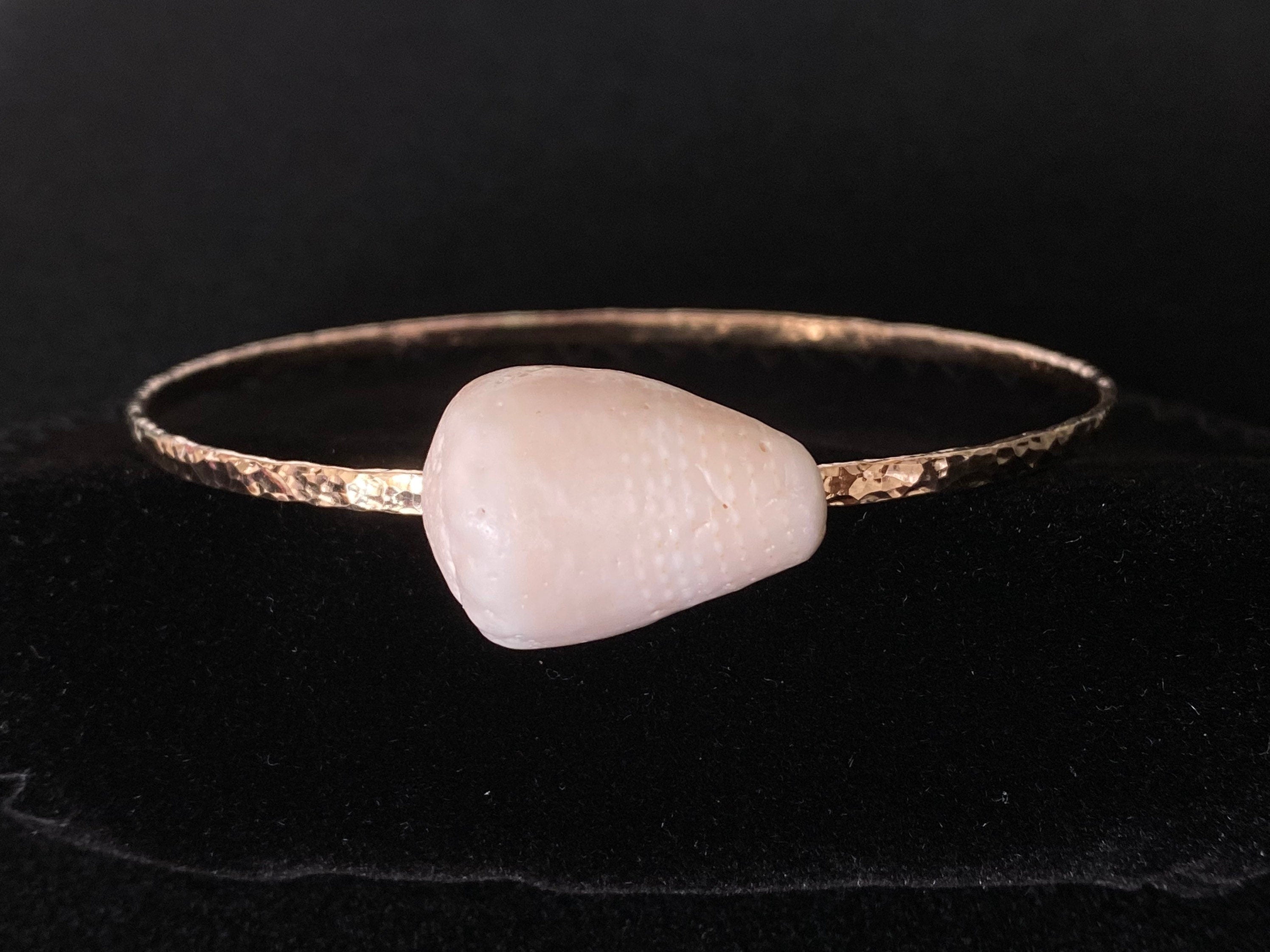 Hawaiian Cone Shell on a Sparkling Hammered Bangle