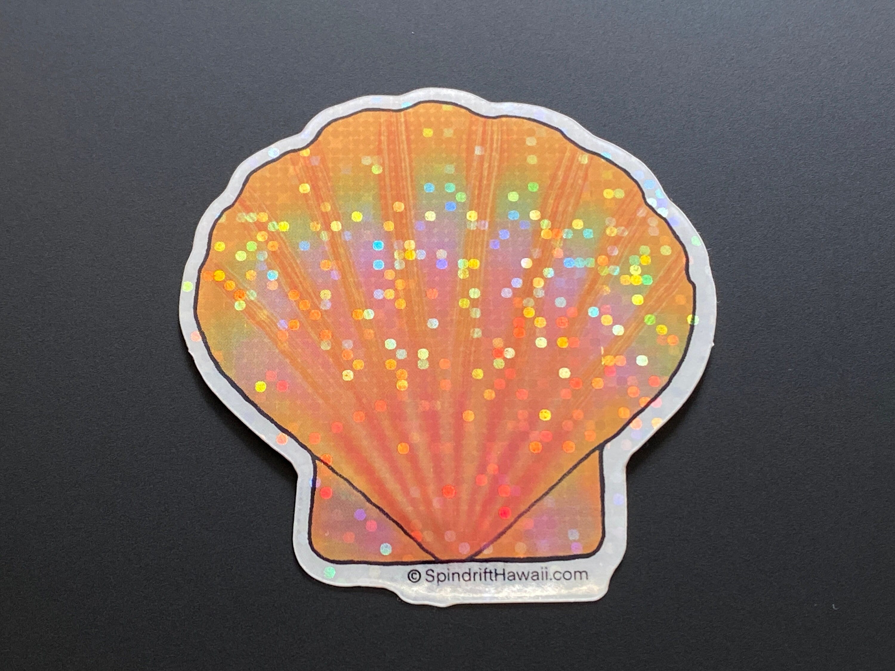 Glitter Holographic Rainbow Sunrise Shell 2” Die Cut Sticker
