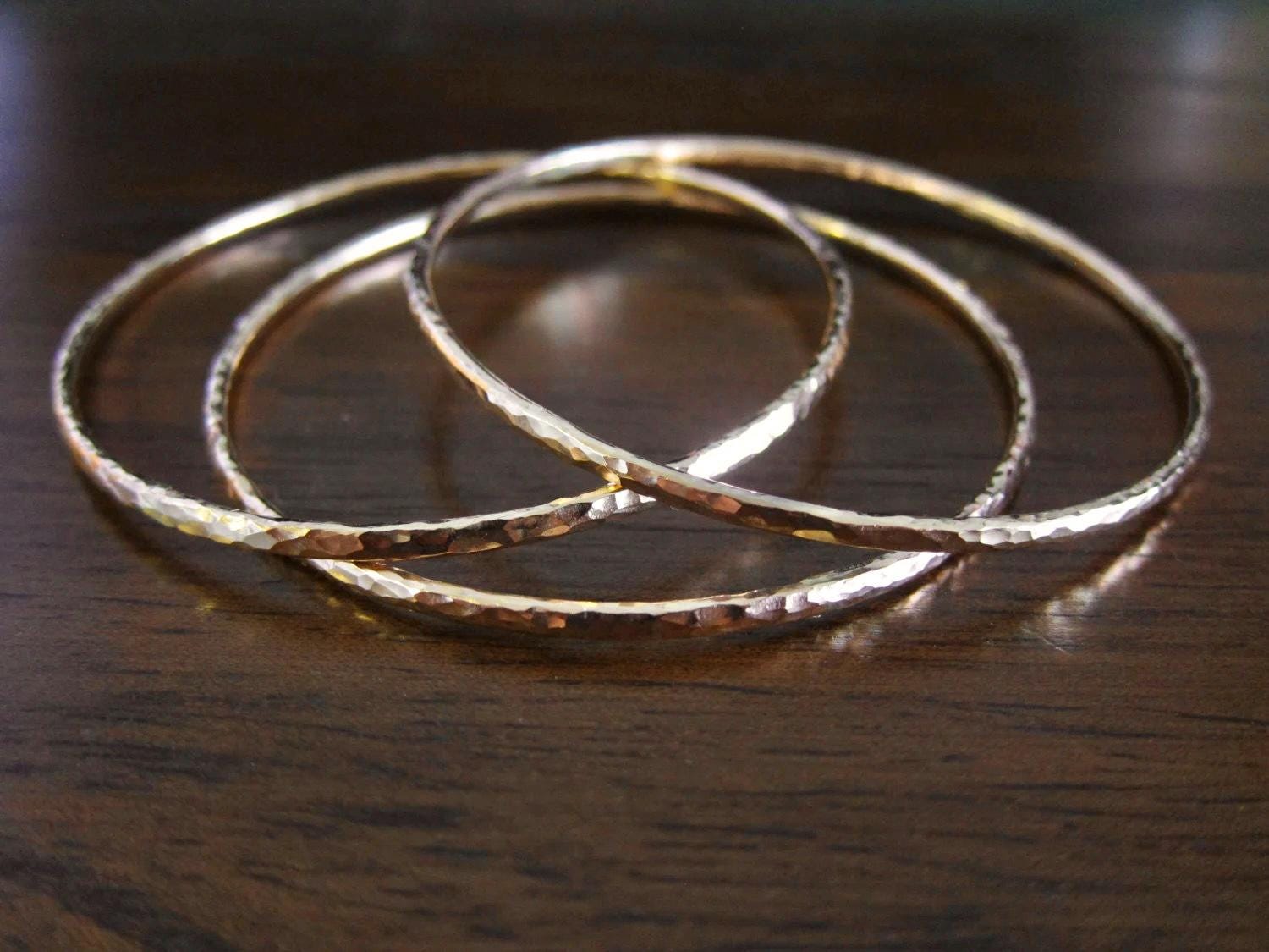 Single 12 Gauge Hammered Stacking Bangle / Choose from 14K Gold Filled or Sterling Silver