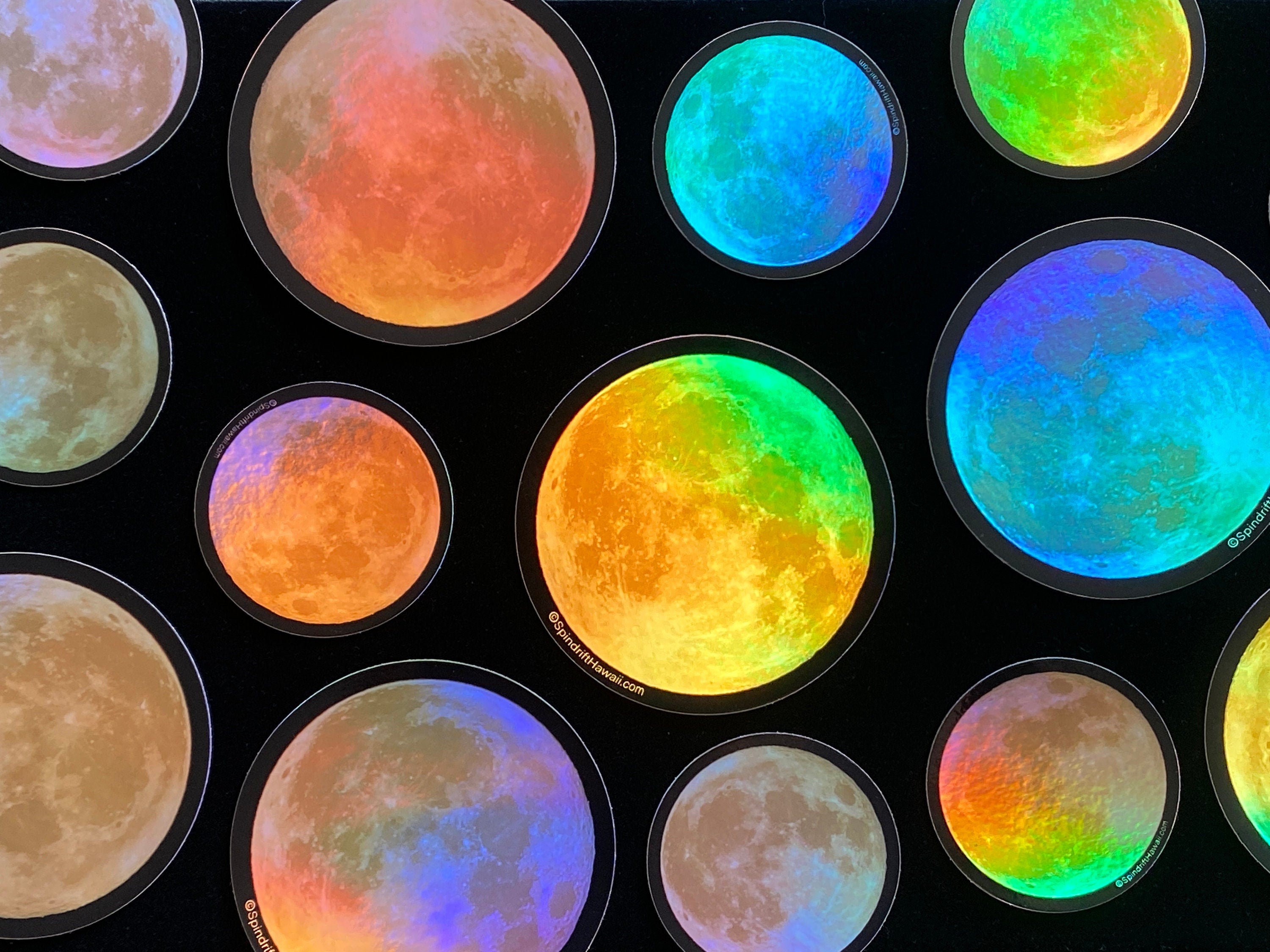 Holographic Full Blue Moon Circle Vinyl Die Cut Sticker