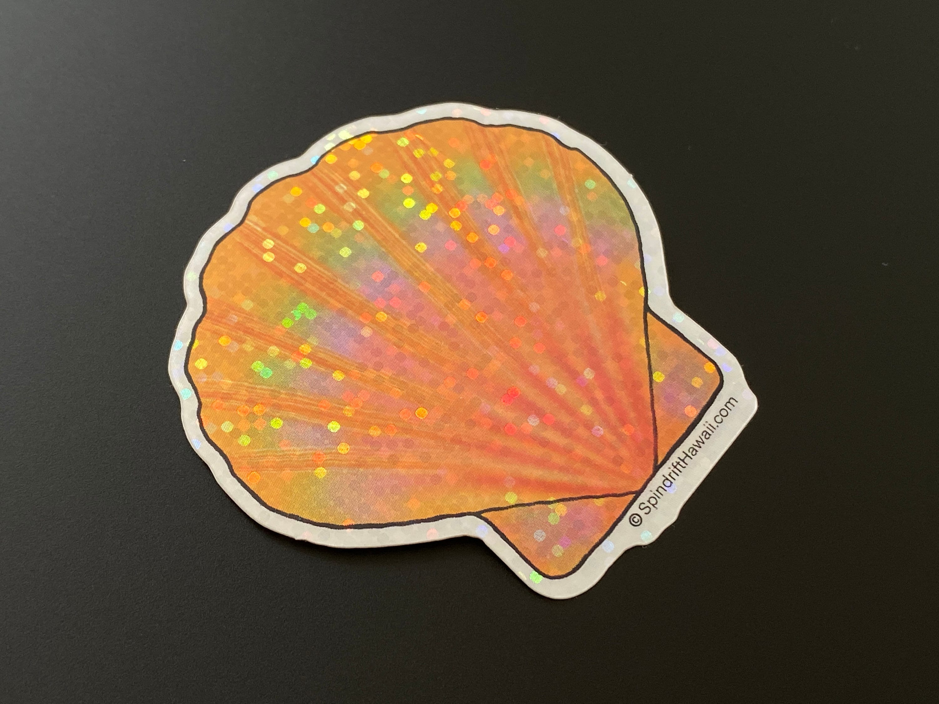 Glitter Holographic Rainbow Sunrise Shell 2” Die Cut Sticker