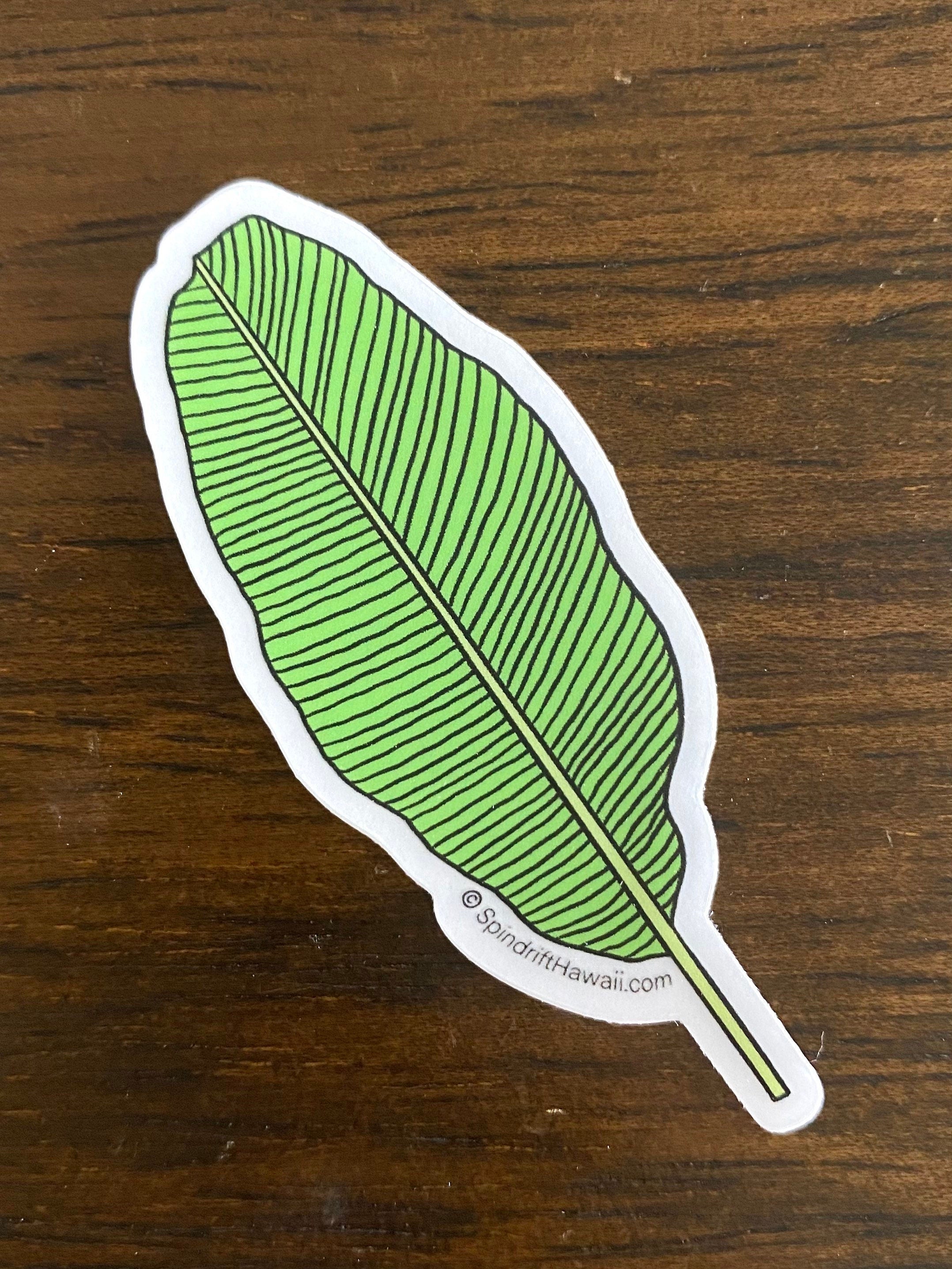 Green Banana Leaf Clear 2” Vinyl Die Cut Sticker