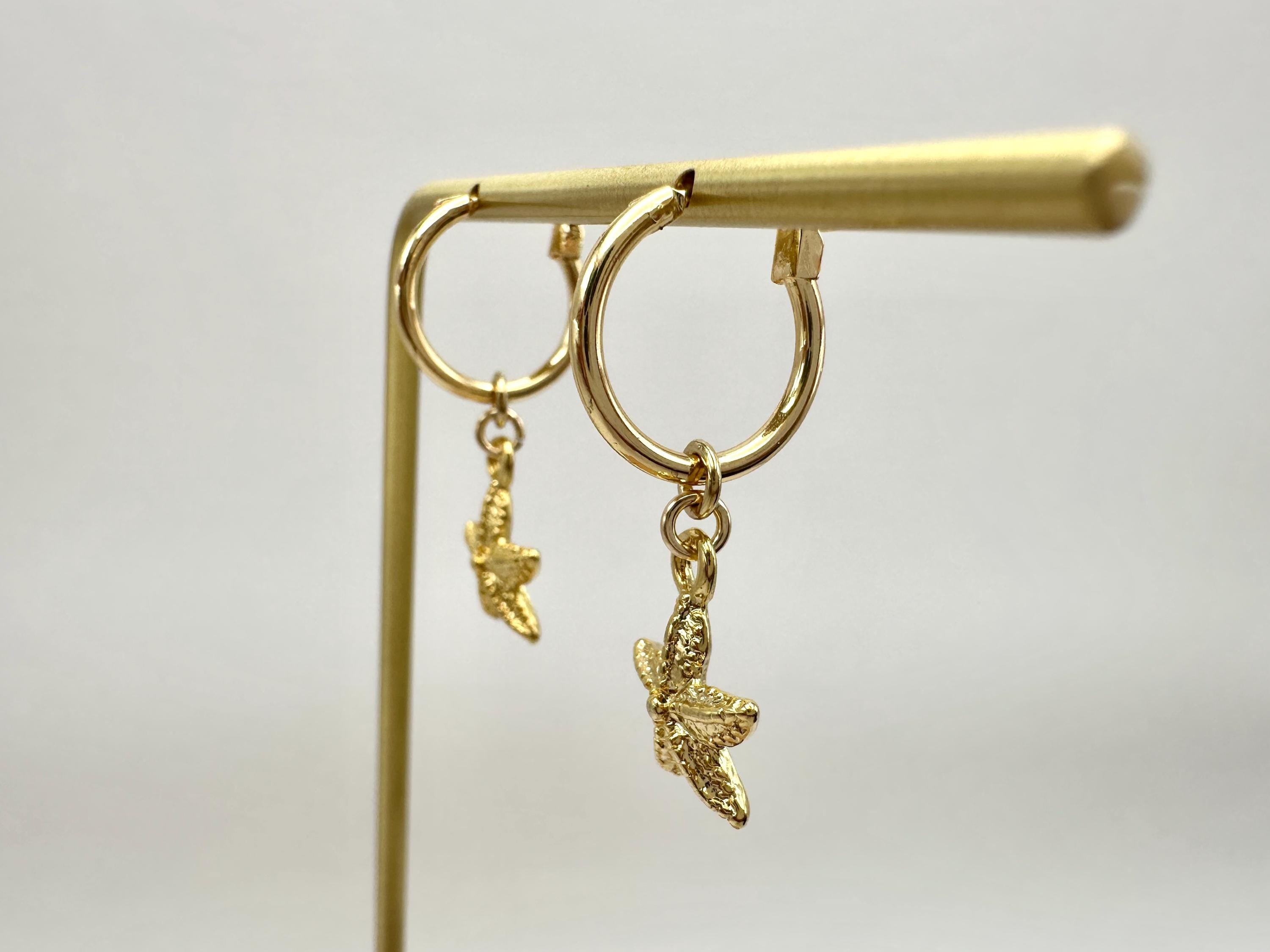 Starfish Charm 18K Gold Filled Hoop Earrings