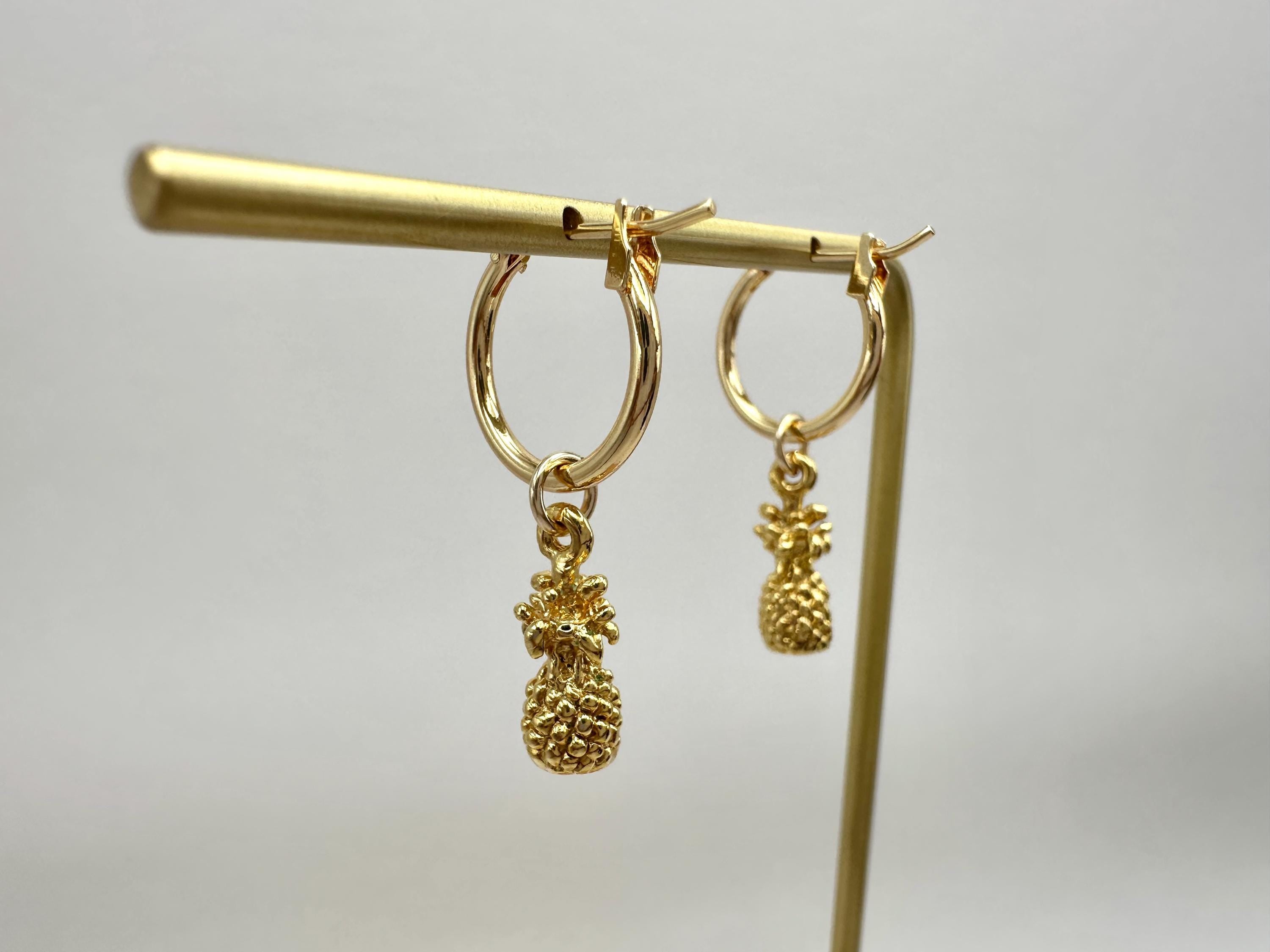 Pineapple Charm 18K Gold Filled Hoop Earrings