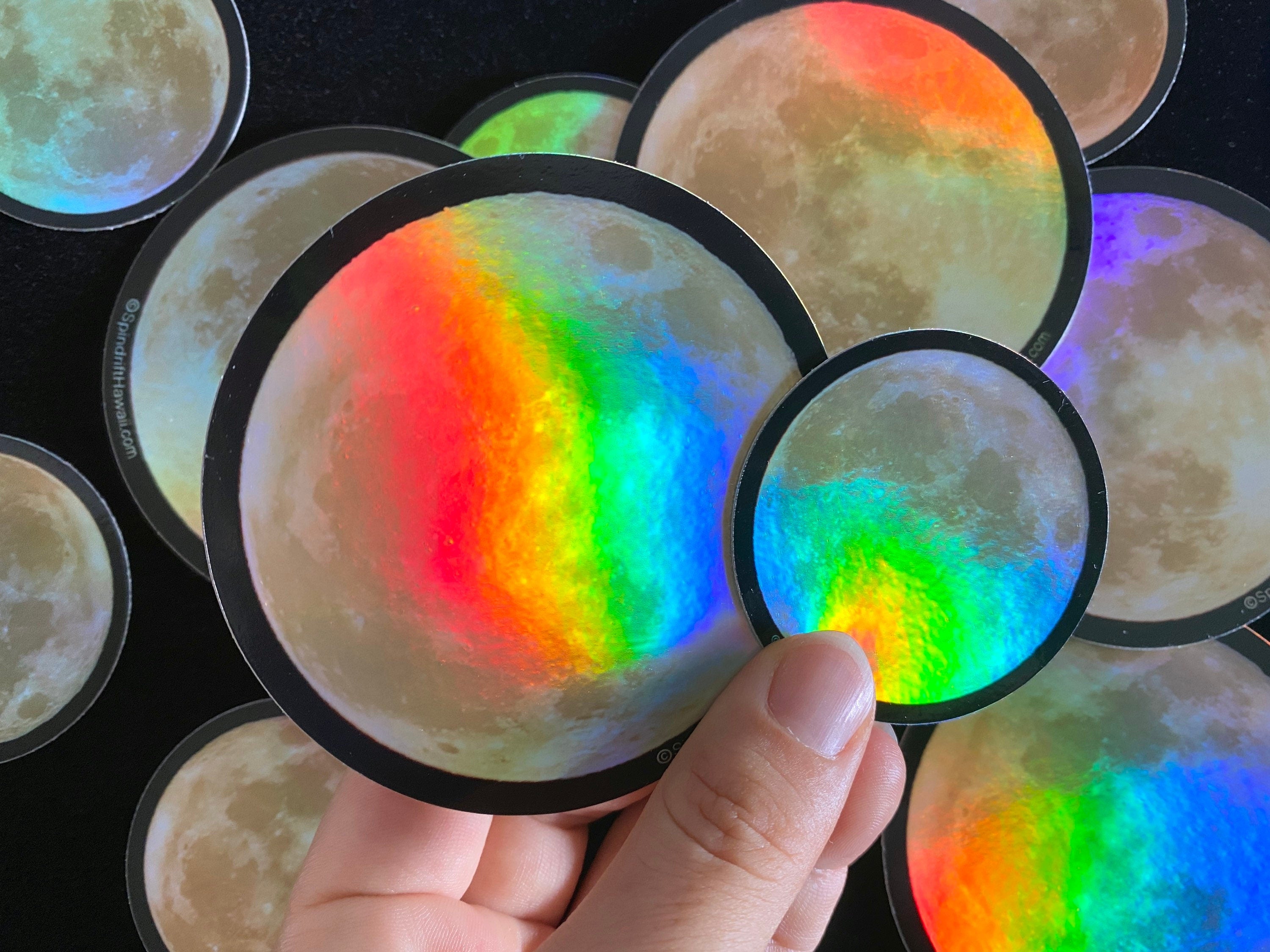 Holographic Full Blue Moon Circle Vinyl Die Cut Sticker
