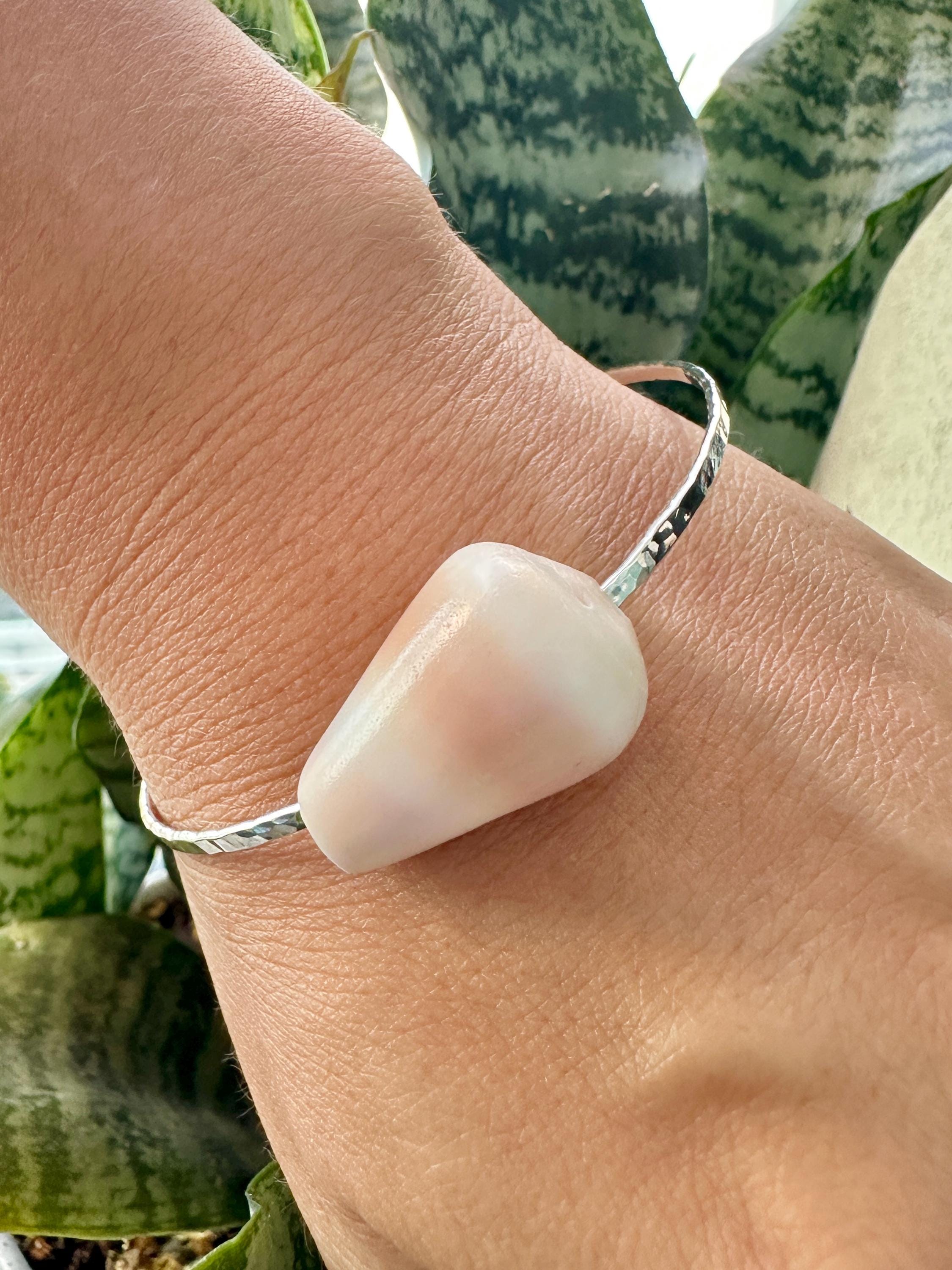 Hawaiian Cone Shell on a Sparkling Hammered Bangle