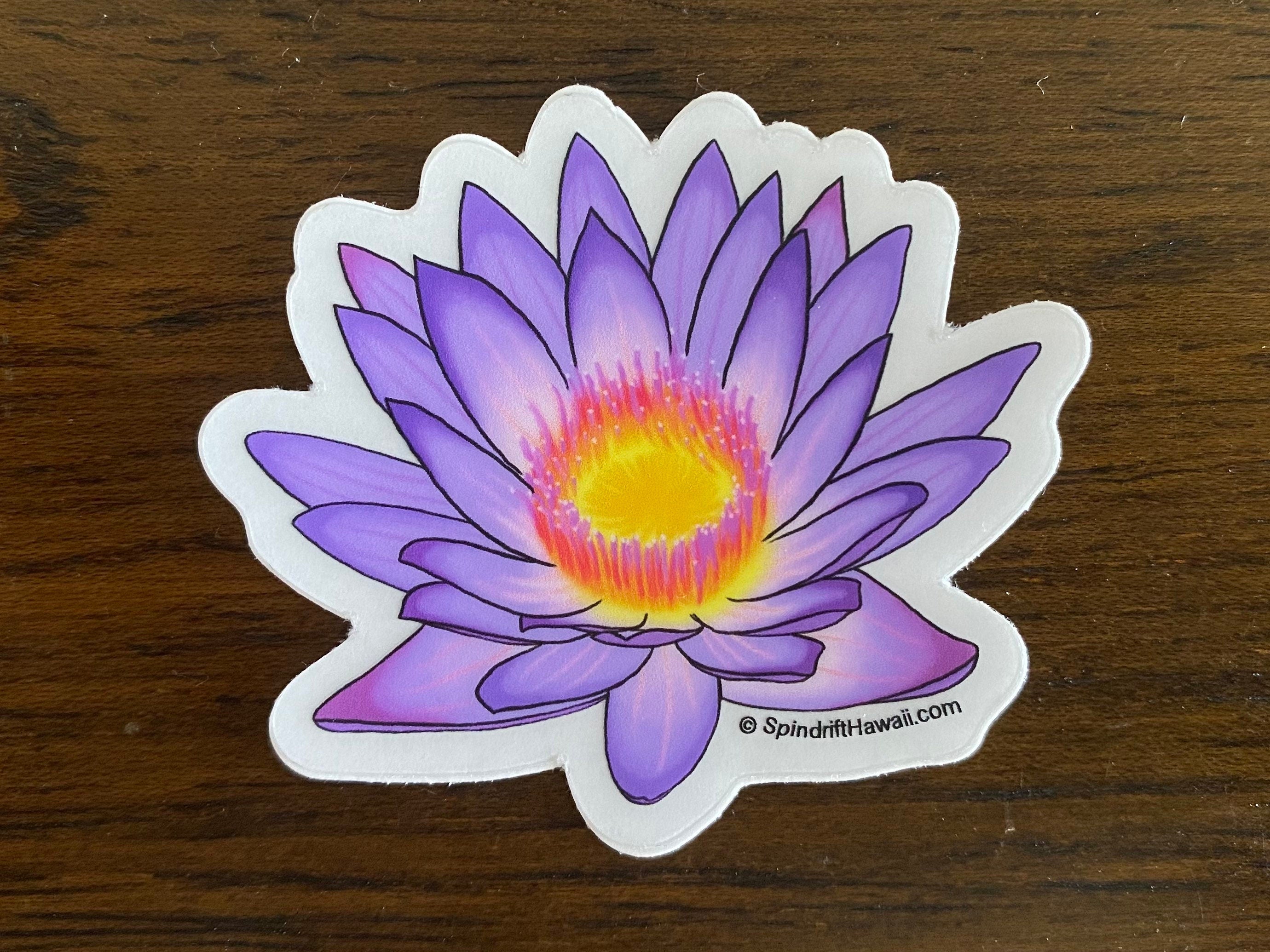 Purple Lotus Flower Clear 2” Vinyl Die Cut Sticker