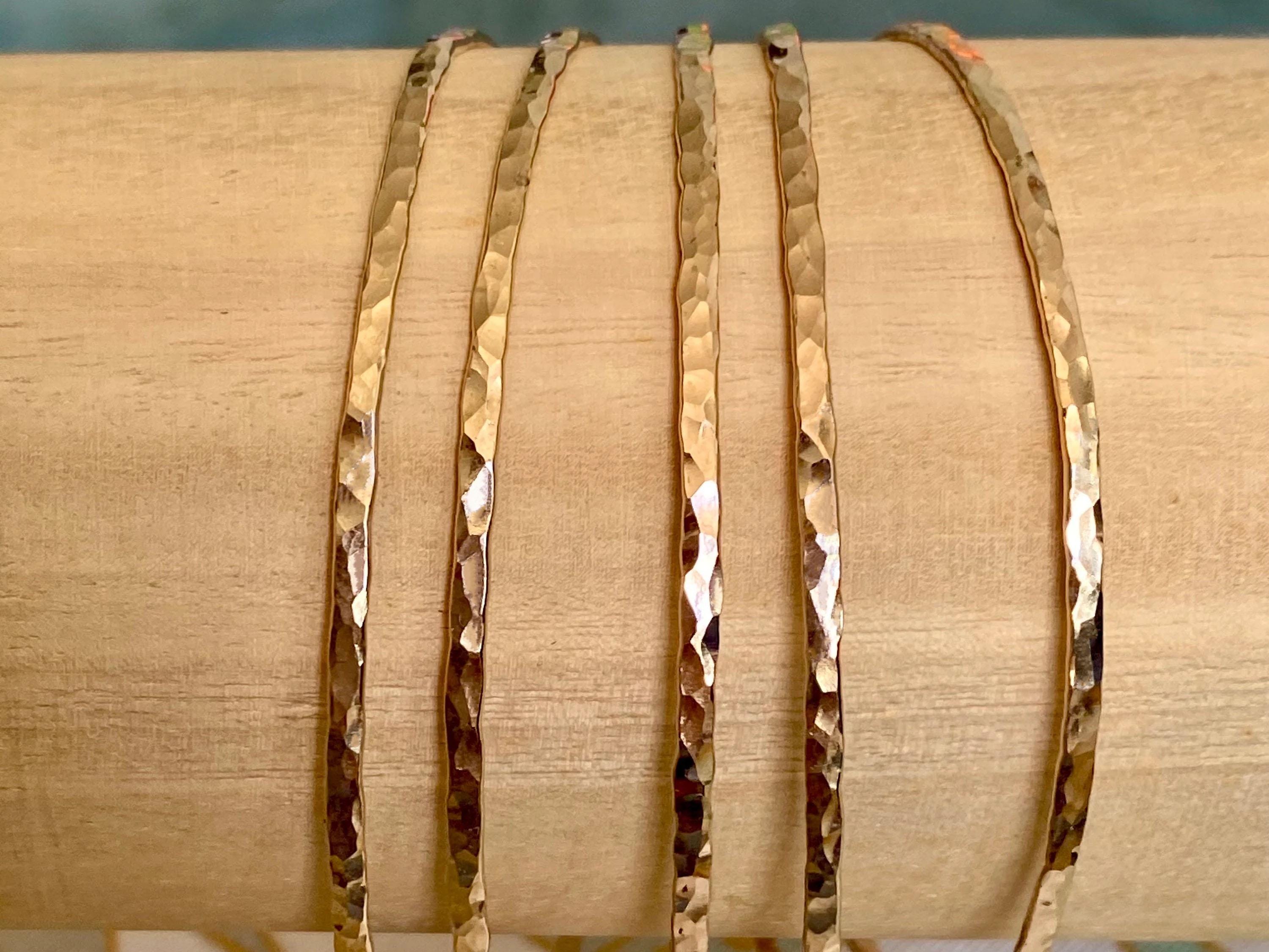 Single 12 Gauge Hammered Stacking Bangle / Choose from 14K Gold Filled or Sterling Silver