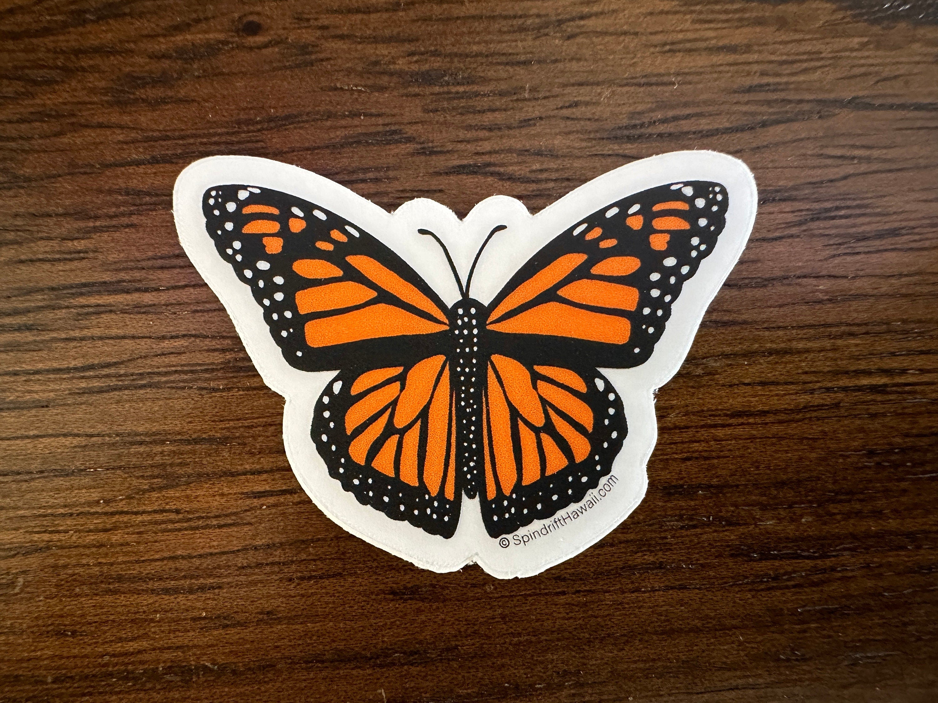 Orange Monarch Butterfly Clear 2” Vinyl Die Cut Sticker