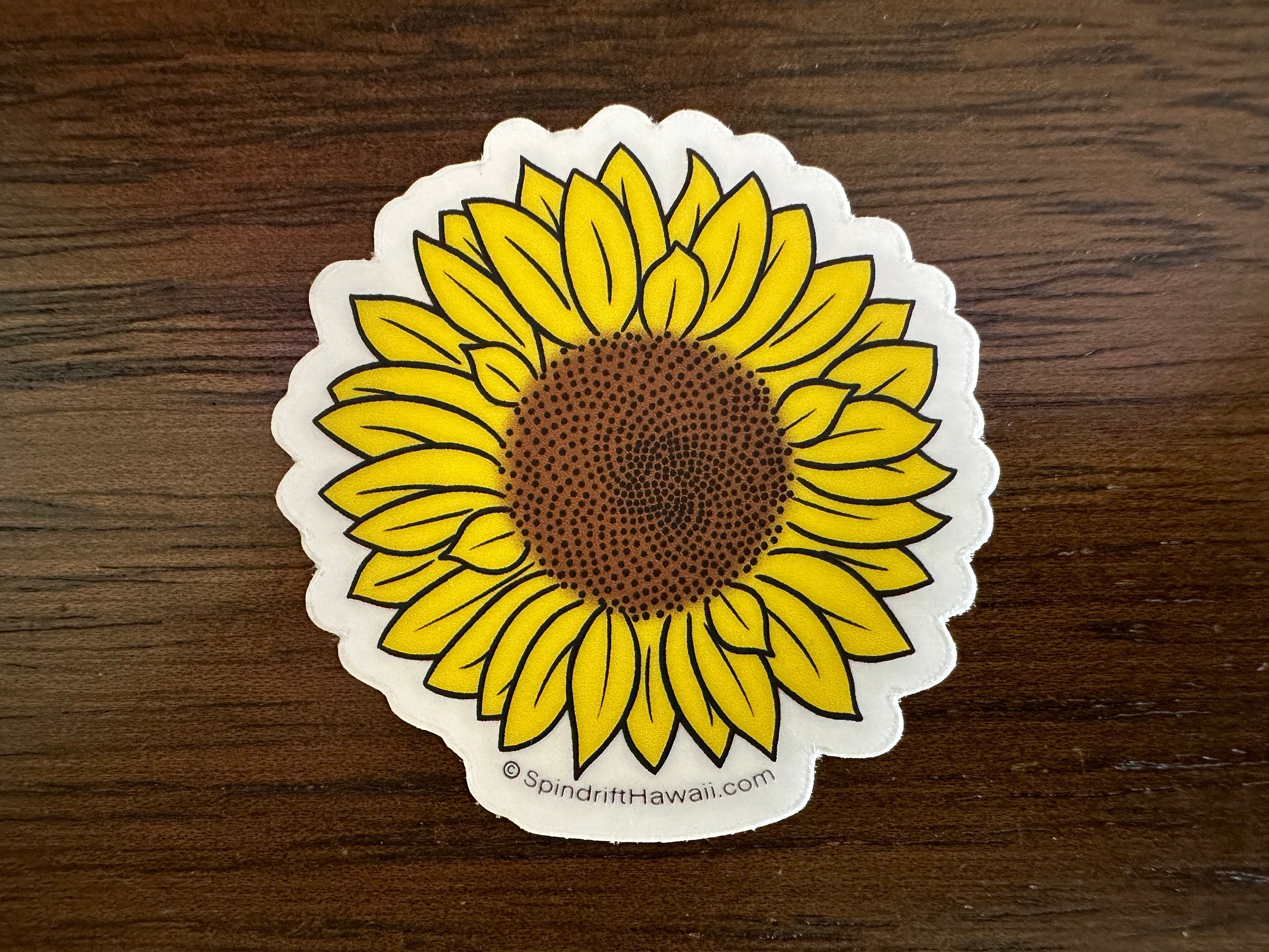 Yellow Sunflower Clear 2” Vinyl Die Cut Sticker