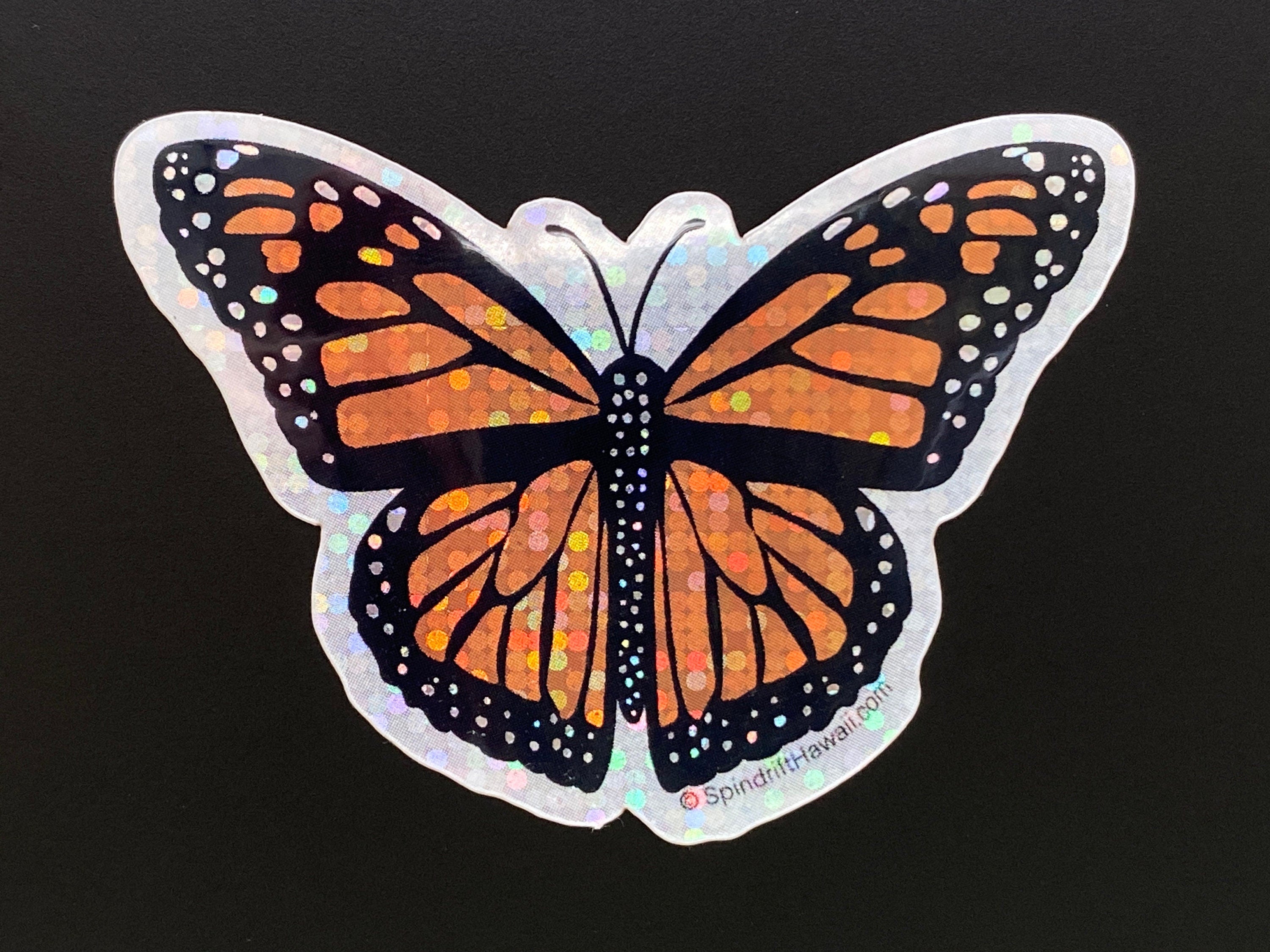 Glitter Holographic Rainbow Monarch Butterfly 2” Die Cut Sticker