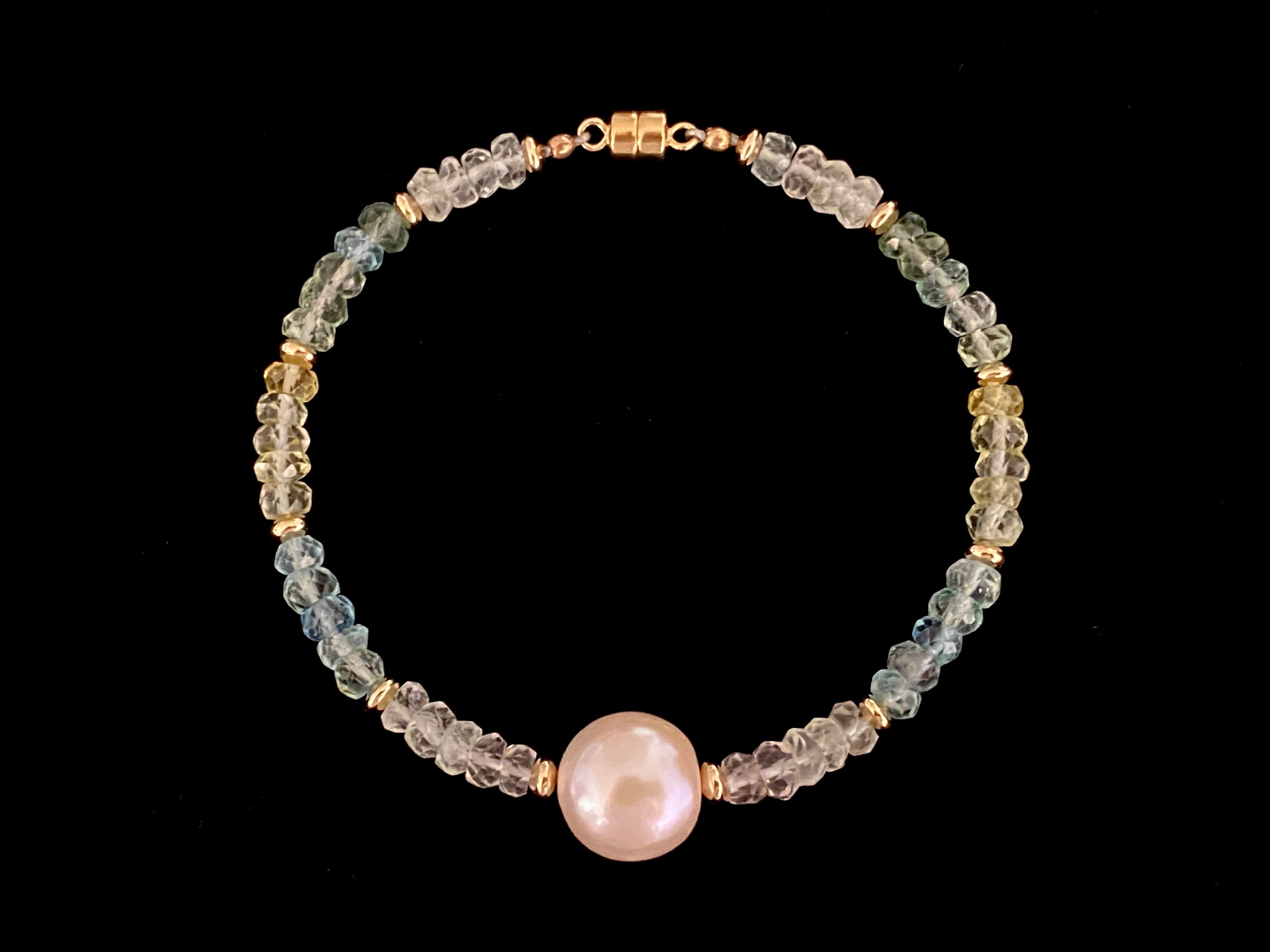 Aquamarine Freshwater Pearl Beaded Bracelet