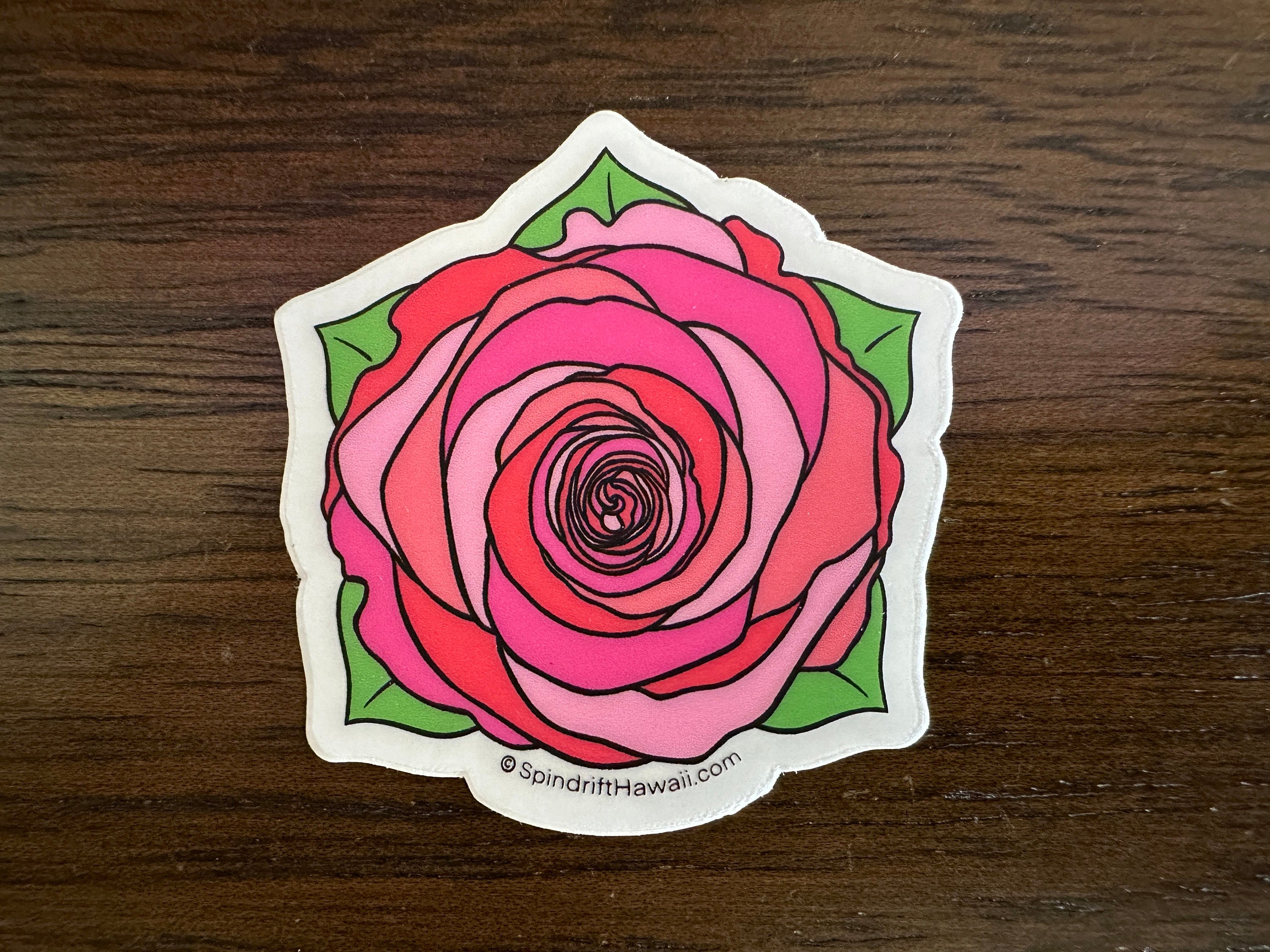 Pink Rose Flower Clear 2” Vinyl Die Cut Sticker