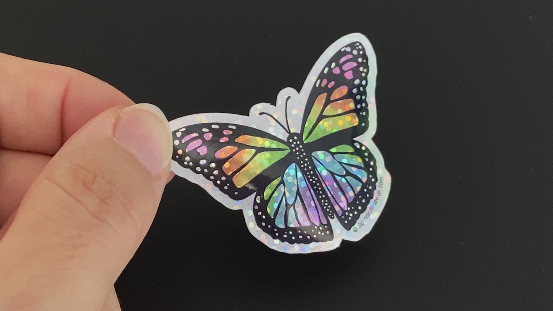 Glitter Holographic Rainbow Monarch Butterfly 2” Die Cut Sticker