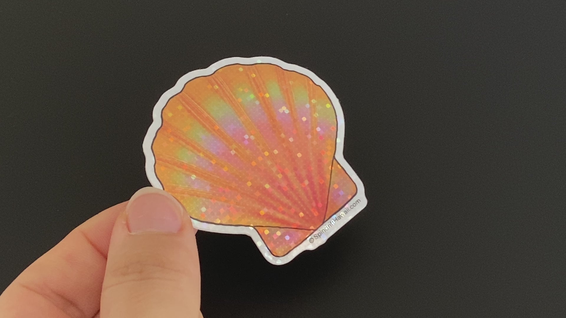 Glitter Holographic Rainbow Sunrise Shell 2” Die Cut Sticker