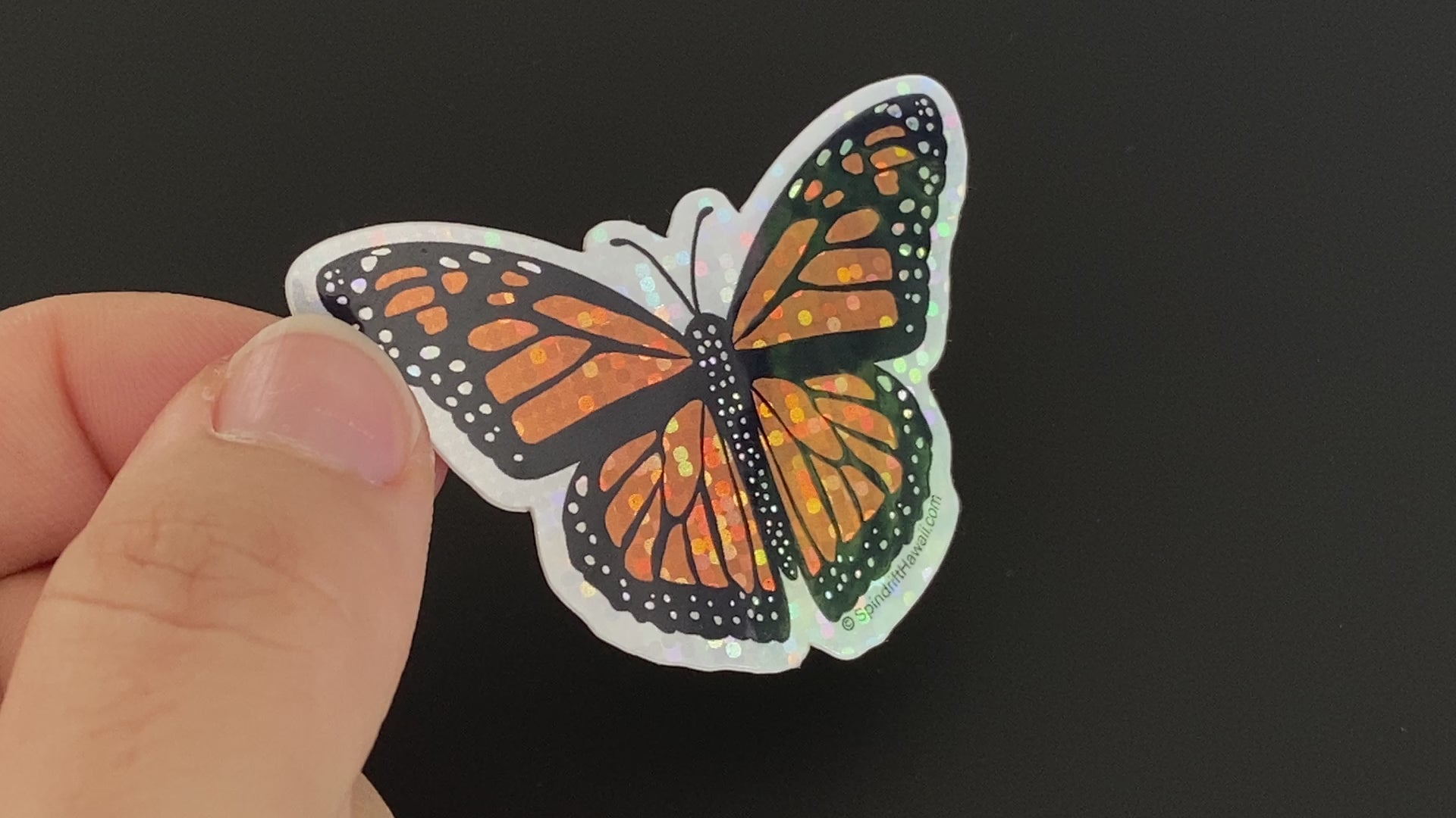 Glitter Holographic Rainbow Monarch Butterfly 2” Die Cut Sticker