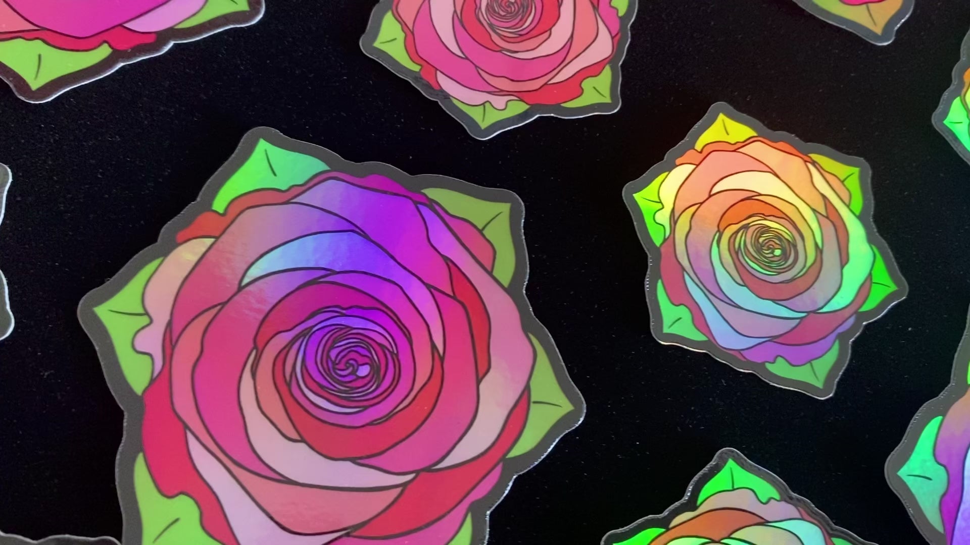 Holographic Pink Rose Vinyl Die Cut Sticker