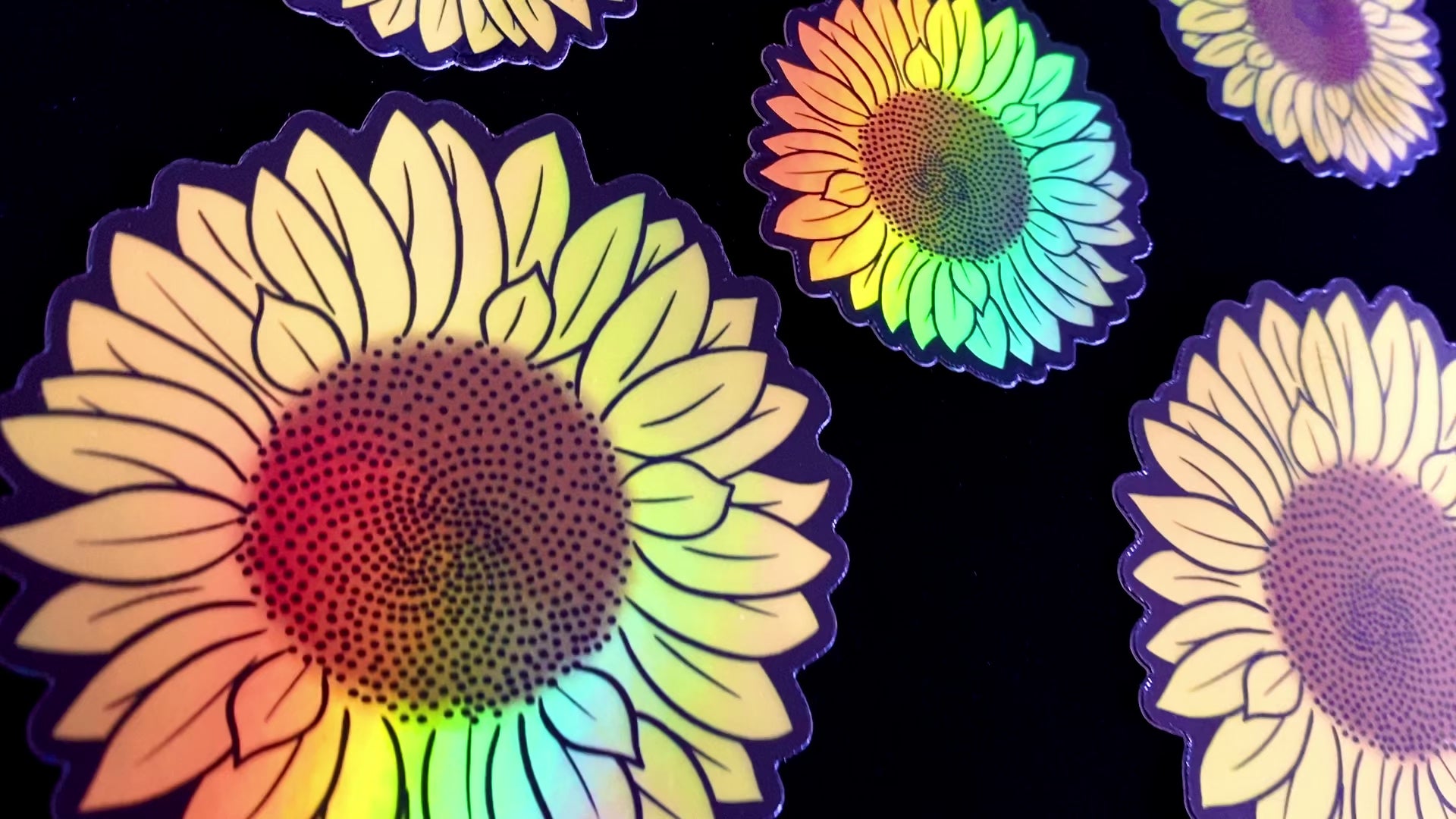 Holographic Yellow Sunflower Vinyl Die Cut Sticker