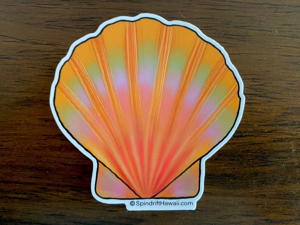 Rainbow Sunrise Shell Large 3” Vinyl Die Cut Sticker with White Border