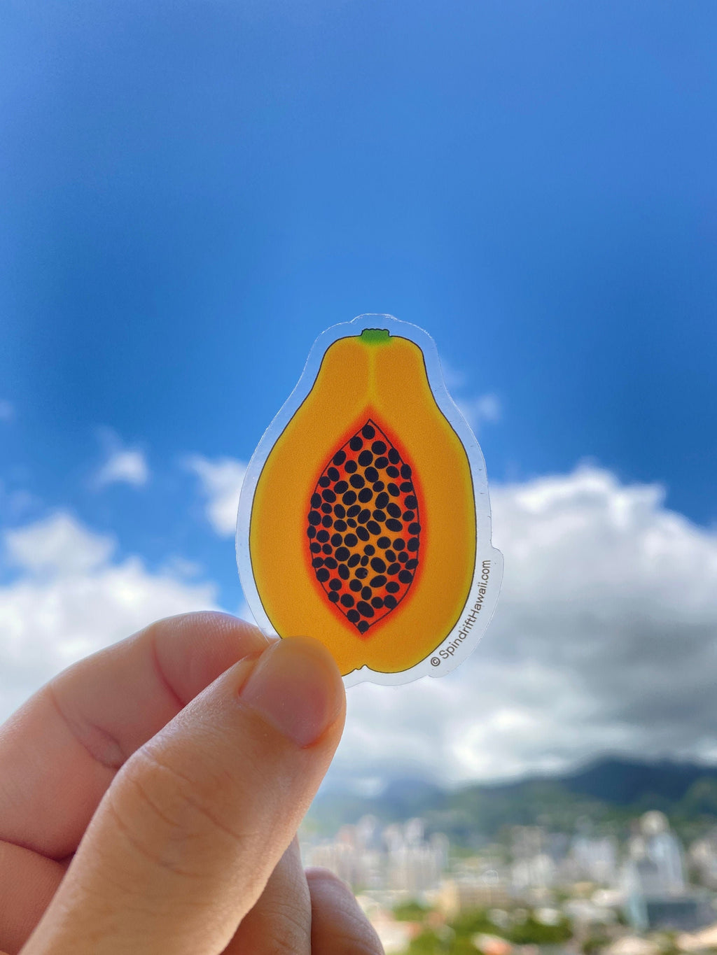Papaya Slice Clear 2” Vinyl Die Cut Sticker