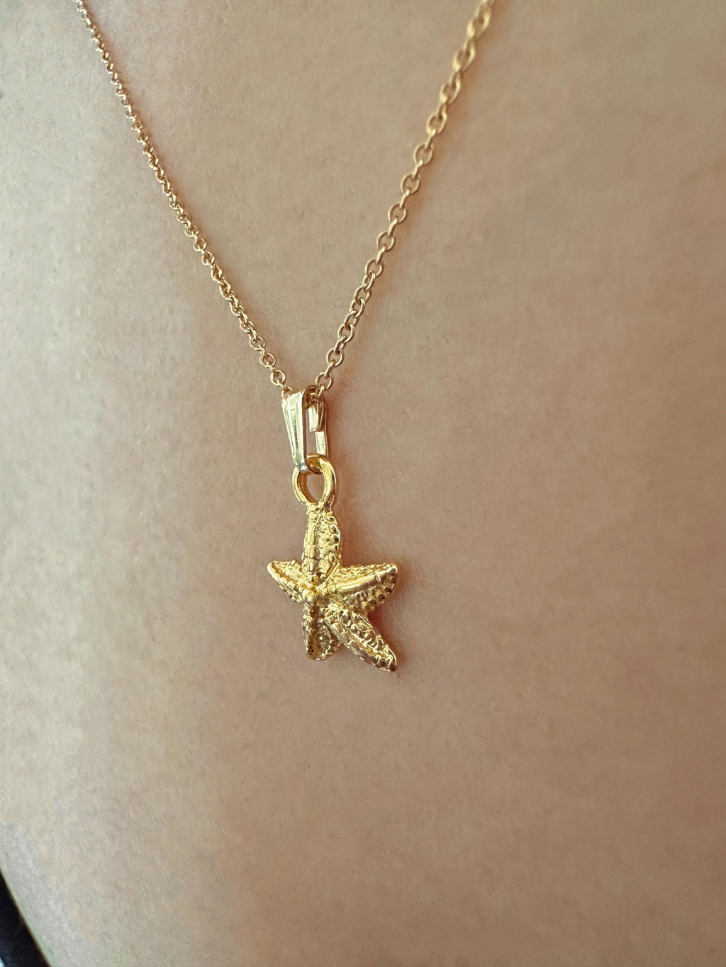 Gold Vermeil Sea Star Fish Charm Necklace on 14K Gold Filled Chain