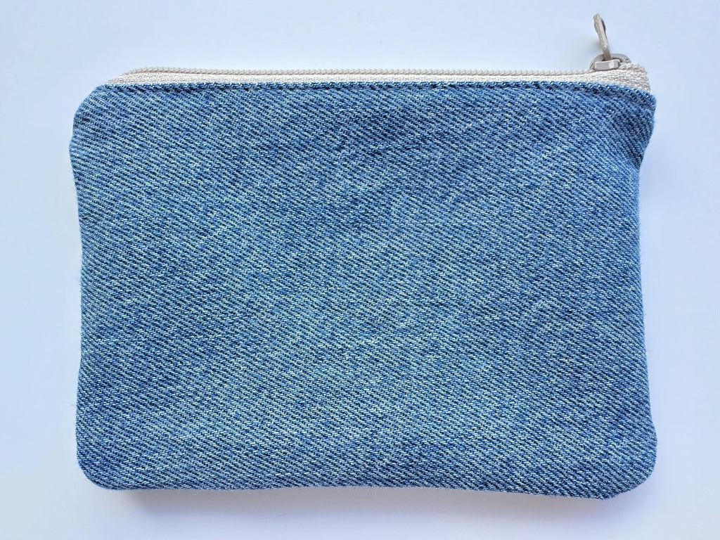 Sparkling Rhinestone Encrusted Small Blue Jean Coin Purse