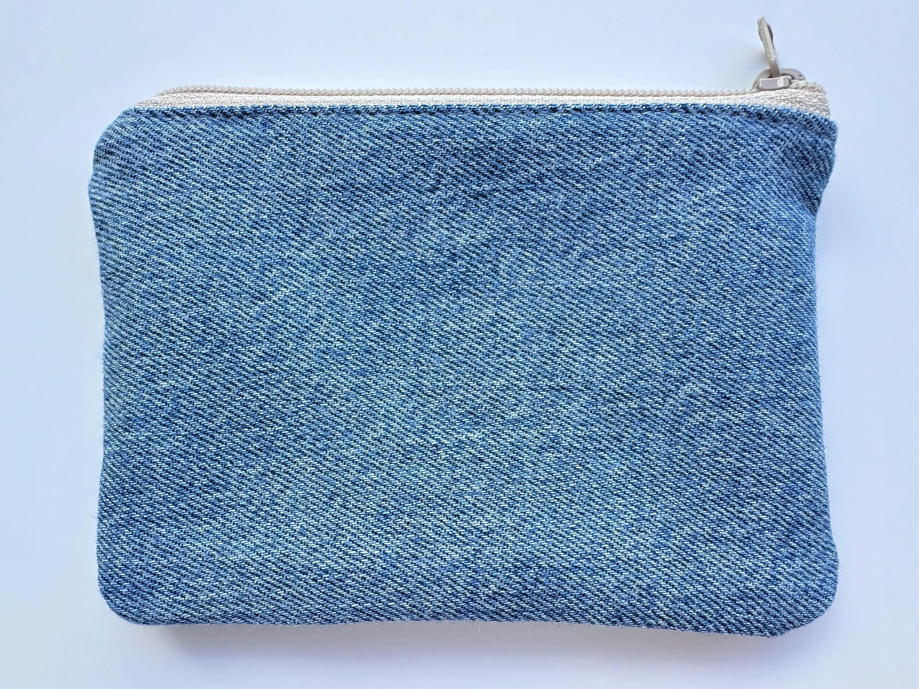 Sparkling Rhinestone Encrusted Small Blue Jean Coin Purse
