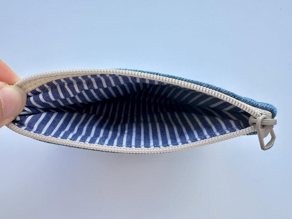 Sparkling Rhinestone Encrusted Small Blue Jean Coin Purse