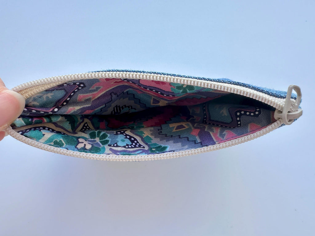 Sparkling Rhinestone Encrusted Small Blue Jean Coin Purse