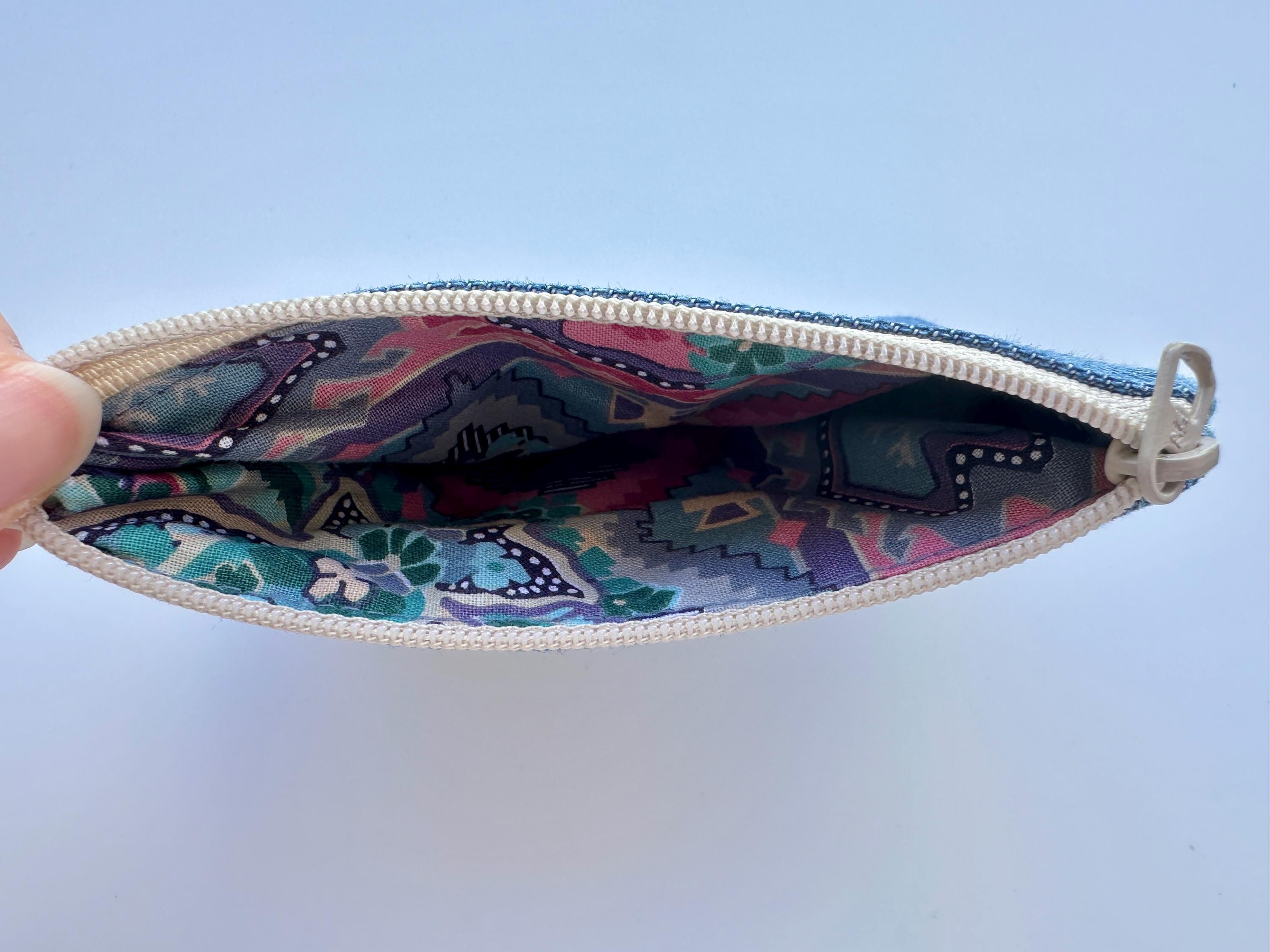 Sparkling Rhinestone Encrusted Small Blue Jean Coin Purse