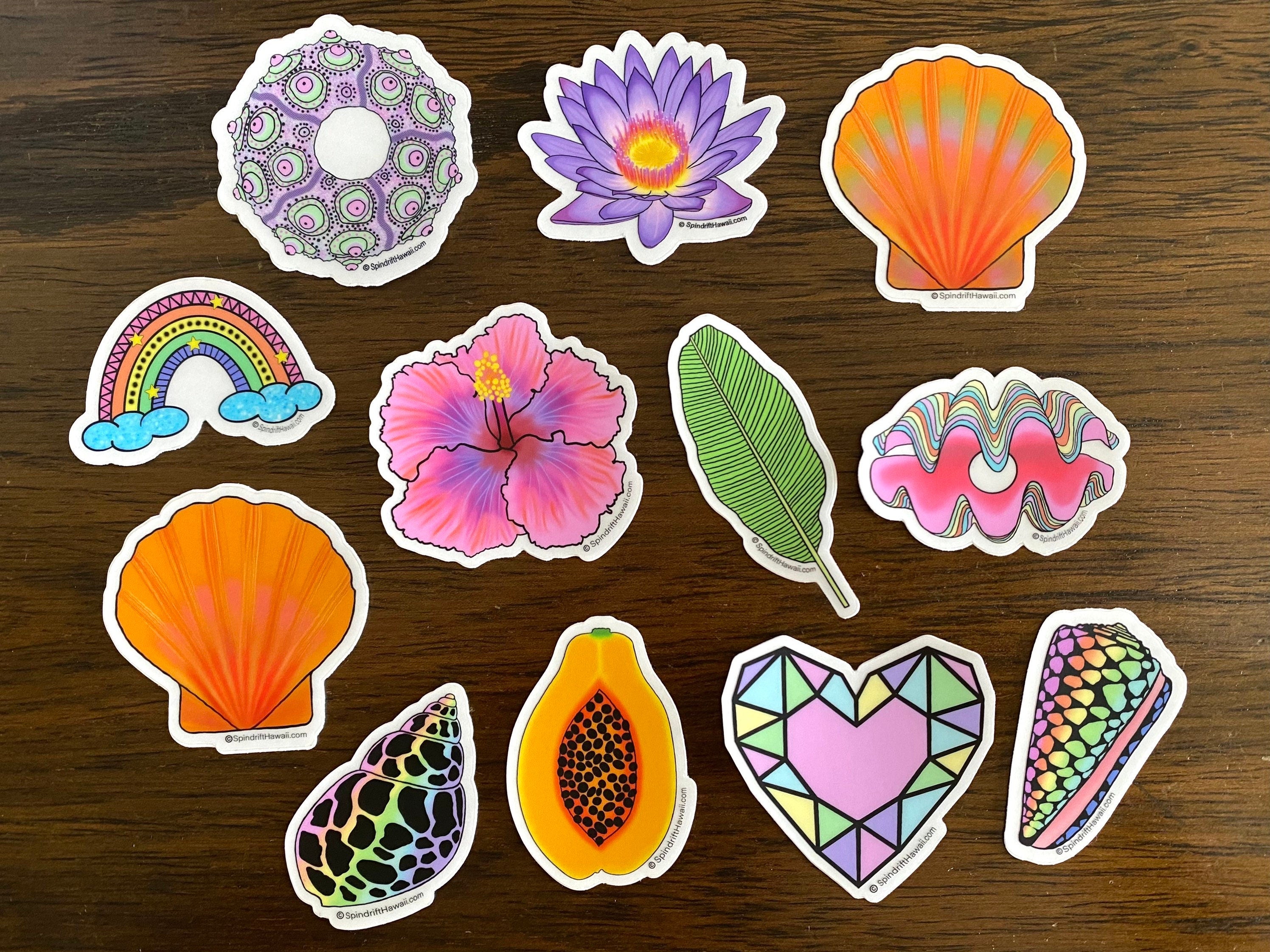 Pink Hibiscus Flower Clear 2” Vinyl Die Cut Sticker