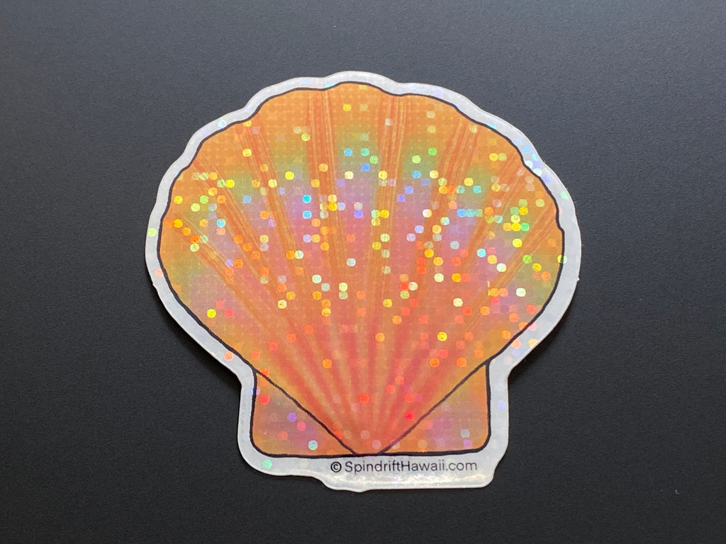Glitter Holographic Rainbow Sunrise Shell 2” Die Cut Sticker