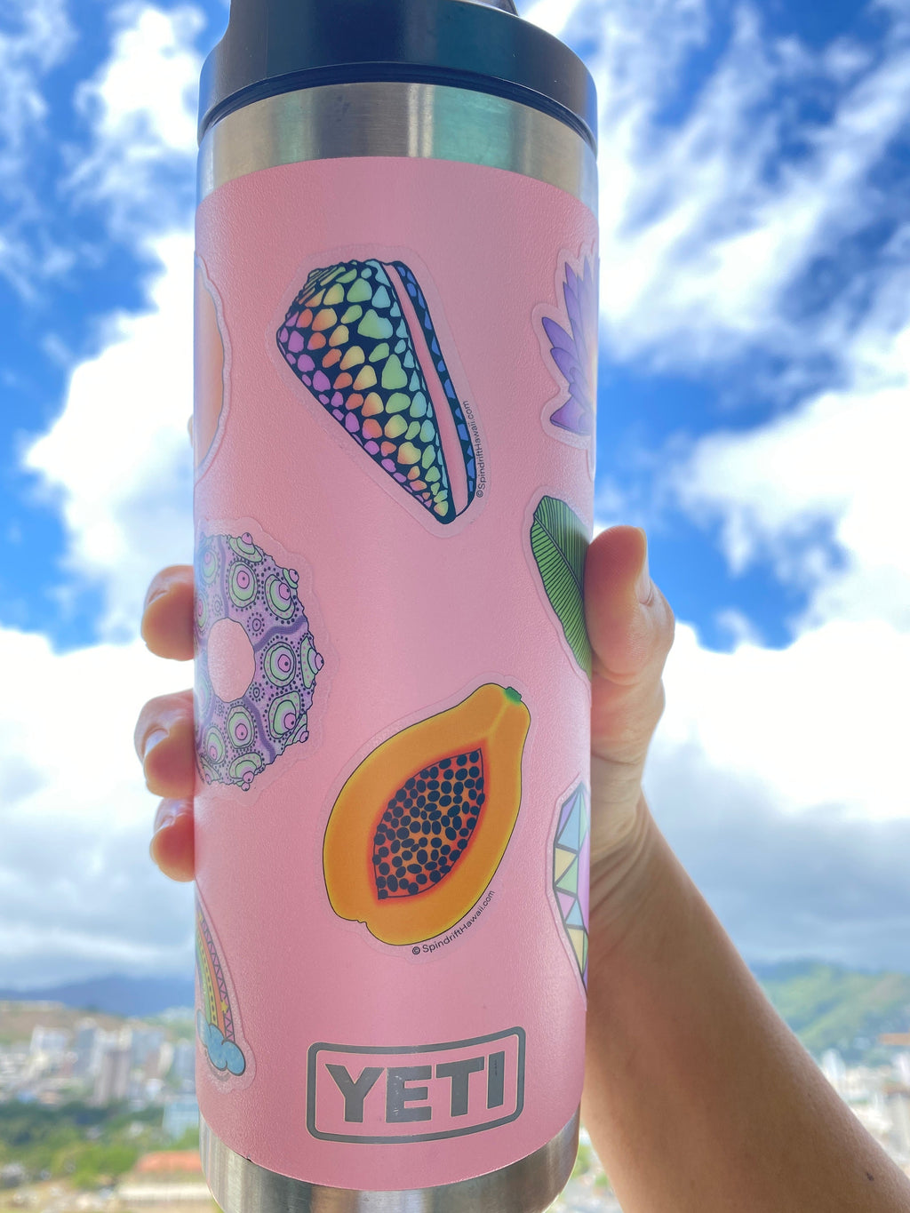 Rainbow Marble Cone Shell Clear 2” Vinyl Die Cut Sticker