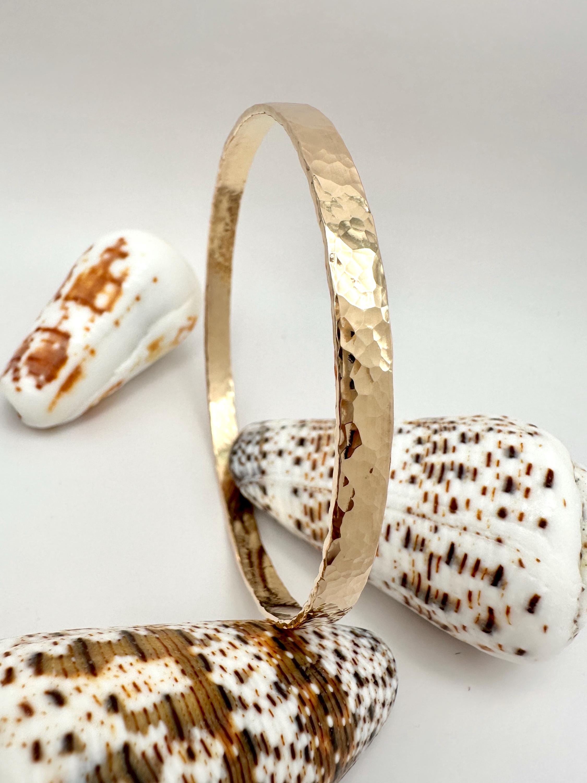 Single 14K Gold Filled Thick Hammered Stacking Bangle 5mm Wide