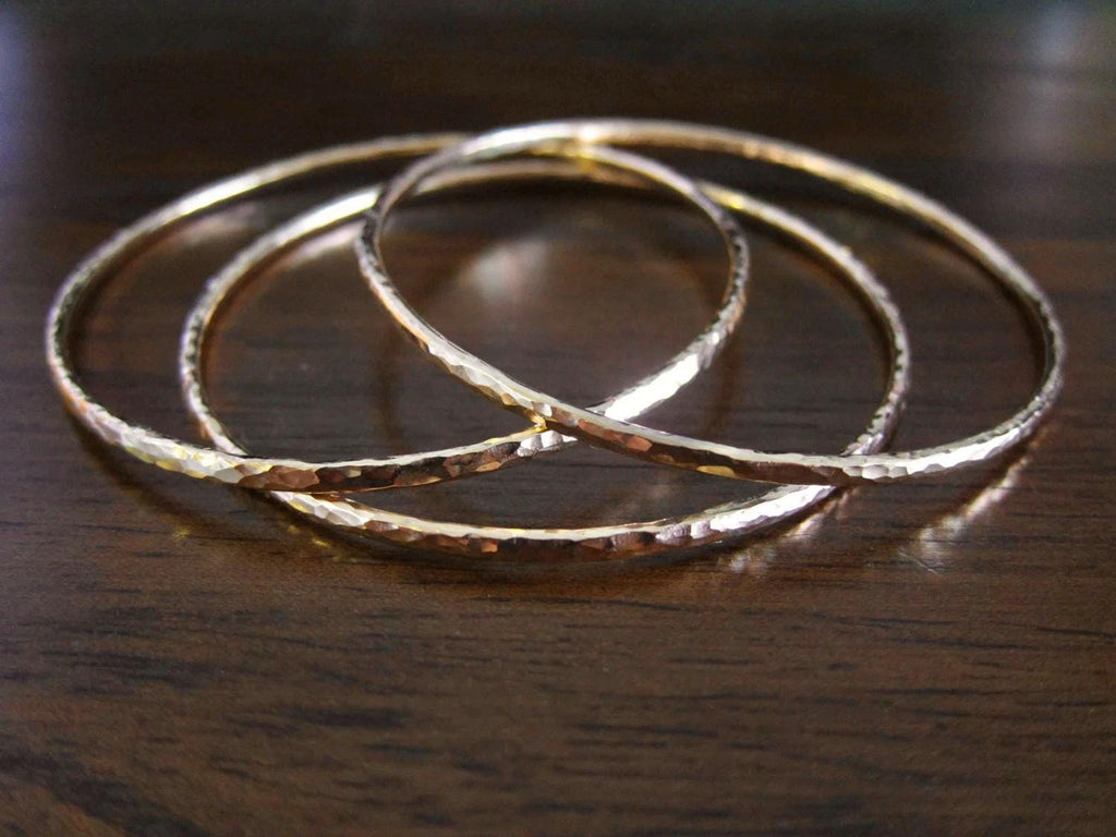 Single 12 Gauge Hammered Stacking Bangle / Choose from 14K Gold Filled or Sterling Silver