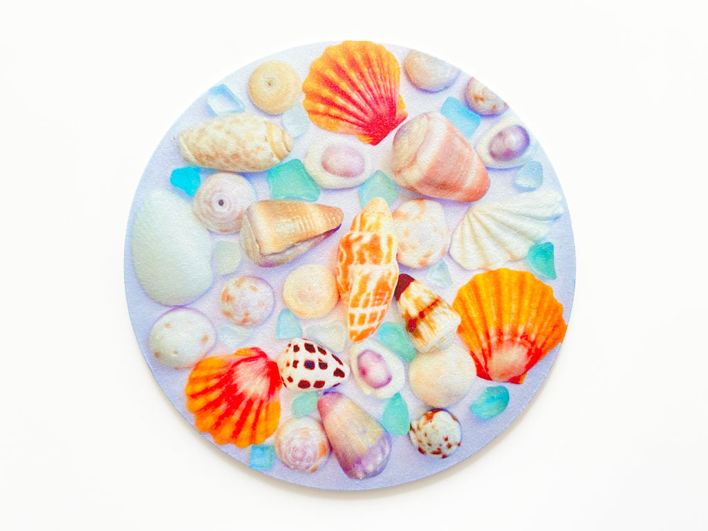 Colorful Shell and Sea Glass Cluster Coasters (Set of 5)