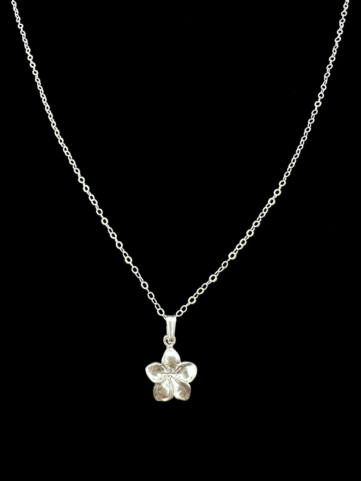Plumeria Flower Hawaiian Frangipani Charm Necklace in Gold or Silver