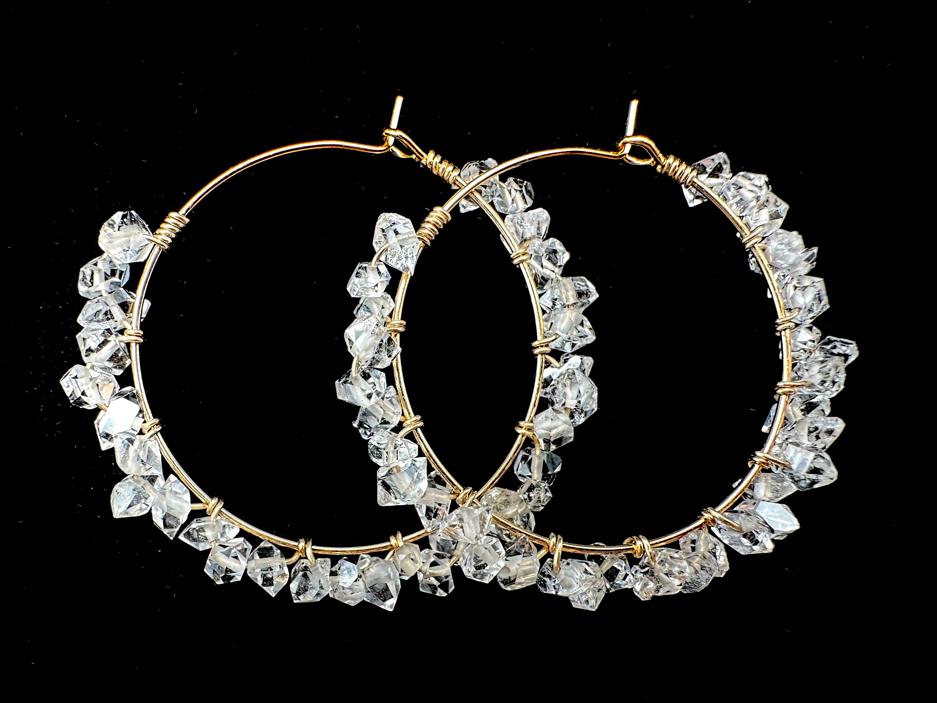 Herkimer Diamond Wrapped 14K Gold Filled Hoop Earrings