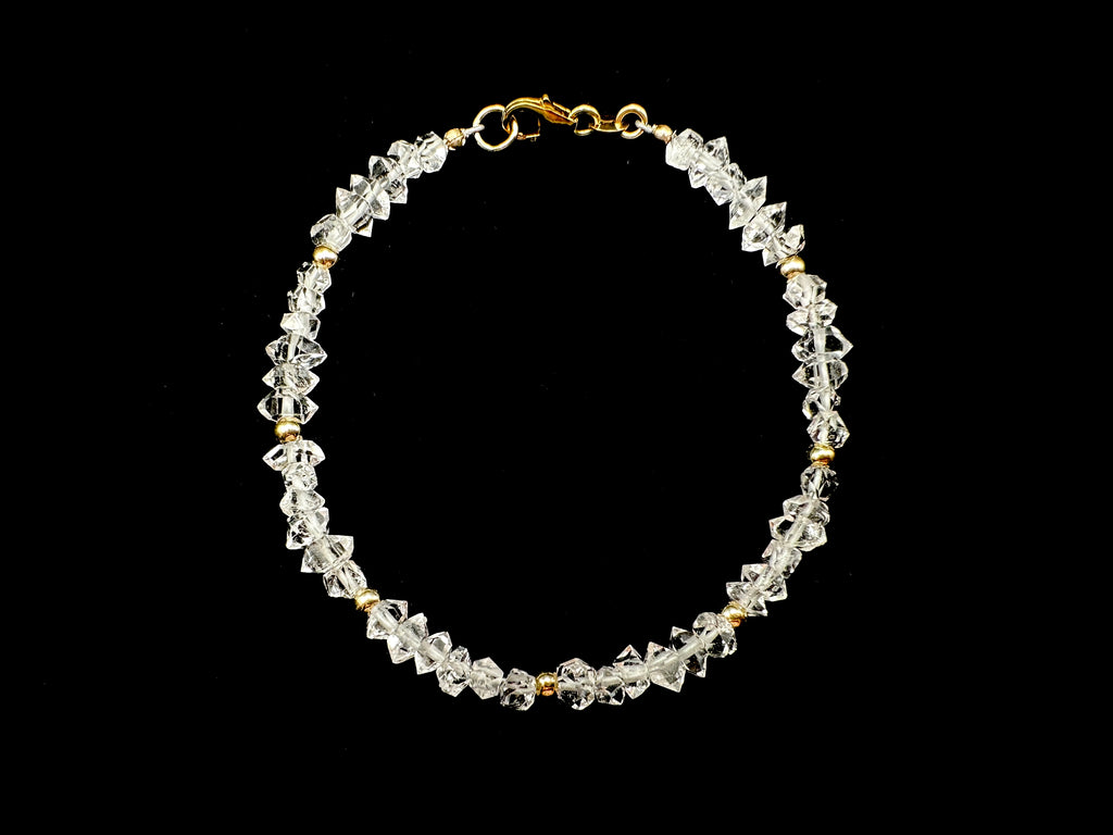 Dainty Herkimer Diamond Bracelet with 14K Gold Filled Accents