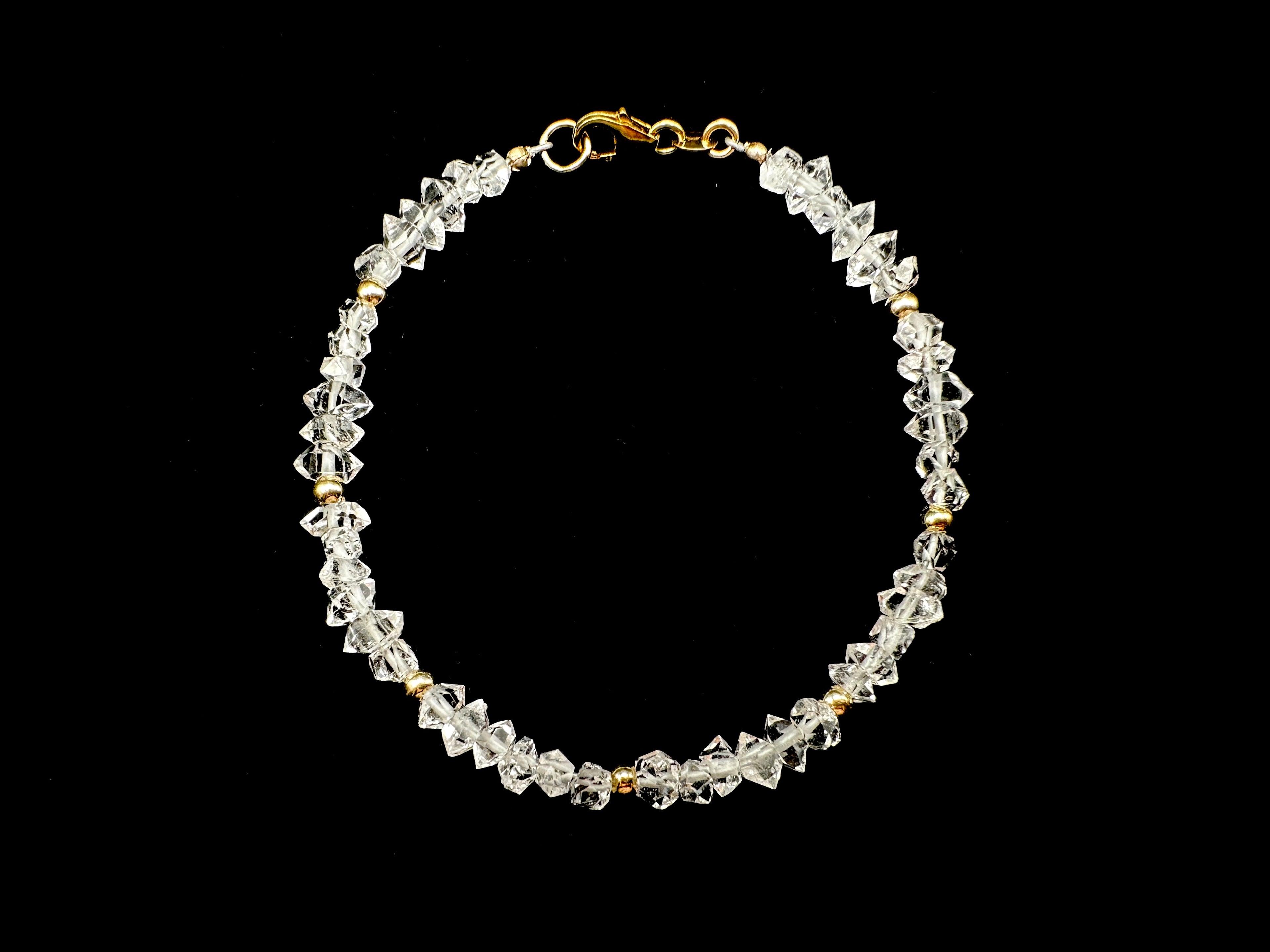 Dainty Herkimer Diamond Bracelet with 14K Gold Filled Accents