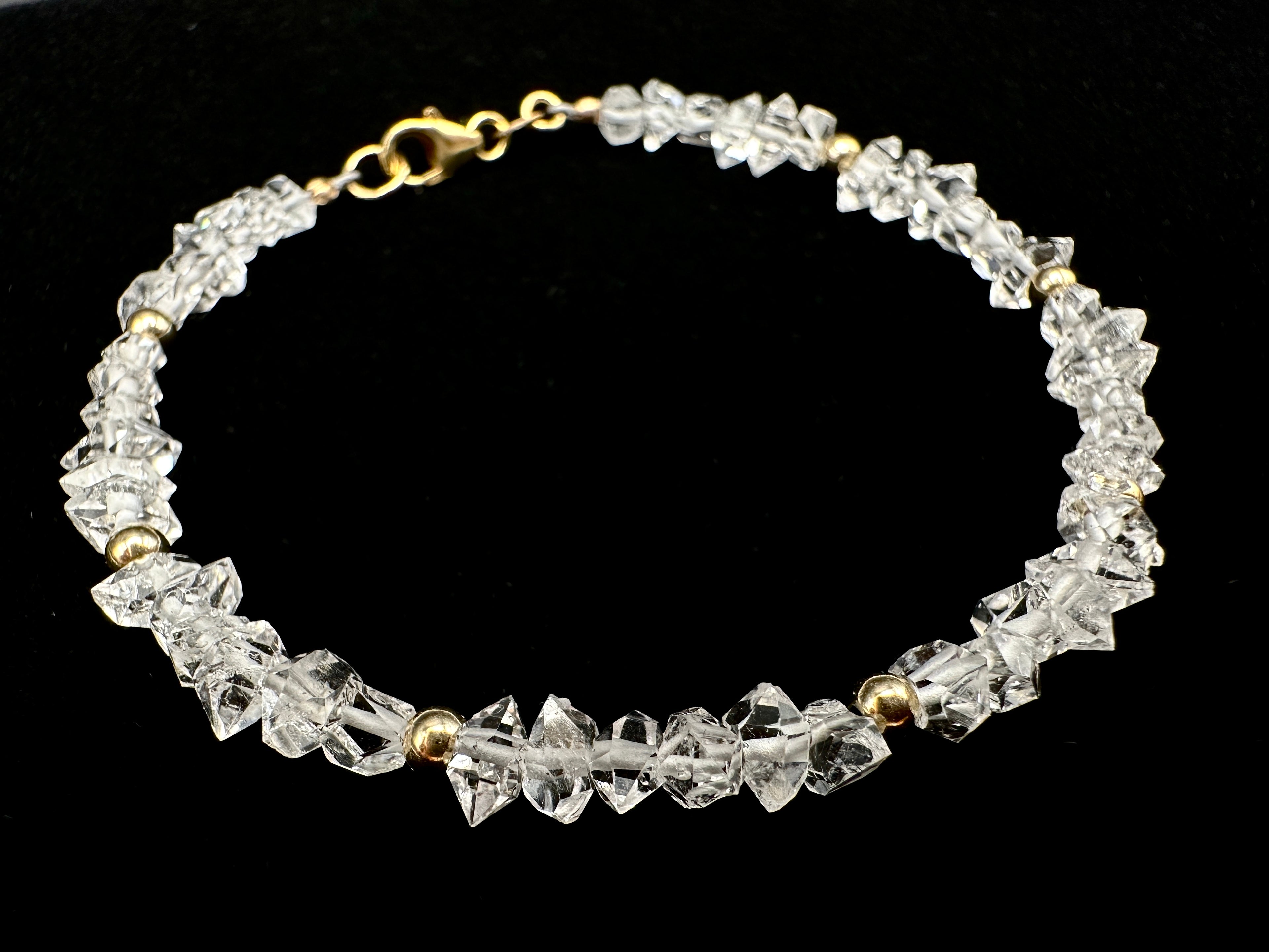 Dainty Herkimer Diamond Bracelet with 14K Gold Filled Accents