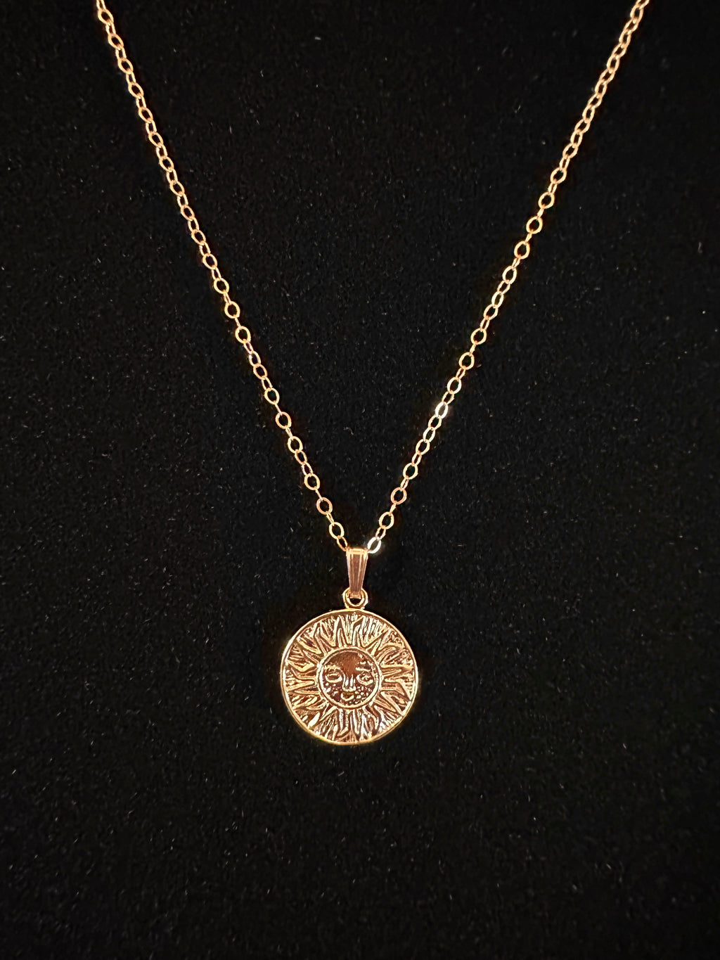 Sun Medallion Charm Necklace in Gold or Silver