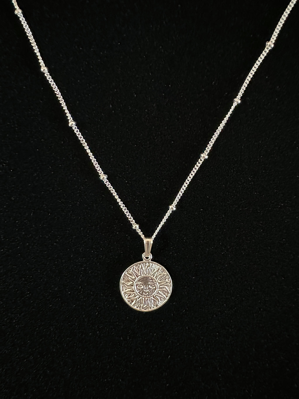 Sun Medallion Charm Necklace in Gold or Silver