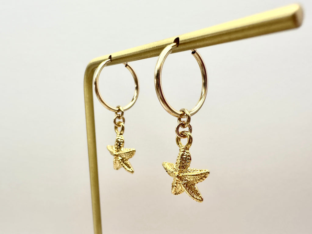 Starfish Charm 14K Gold Filled Hoop Earrings