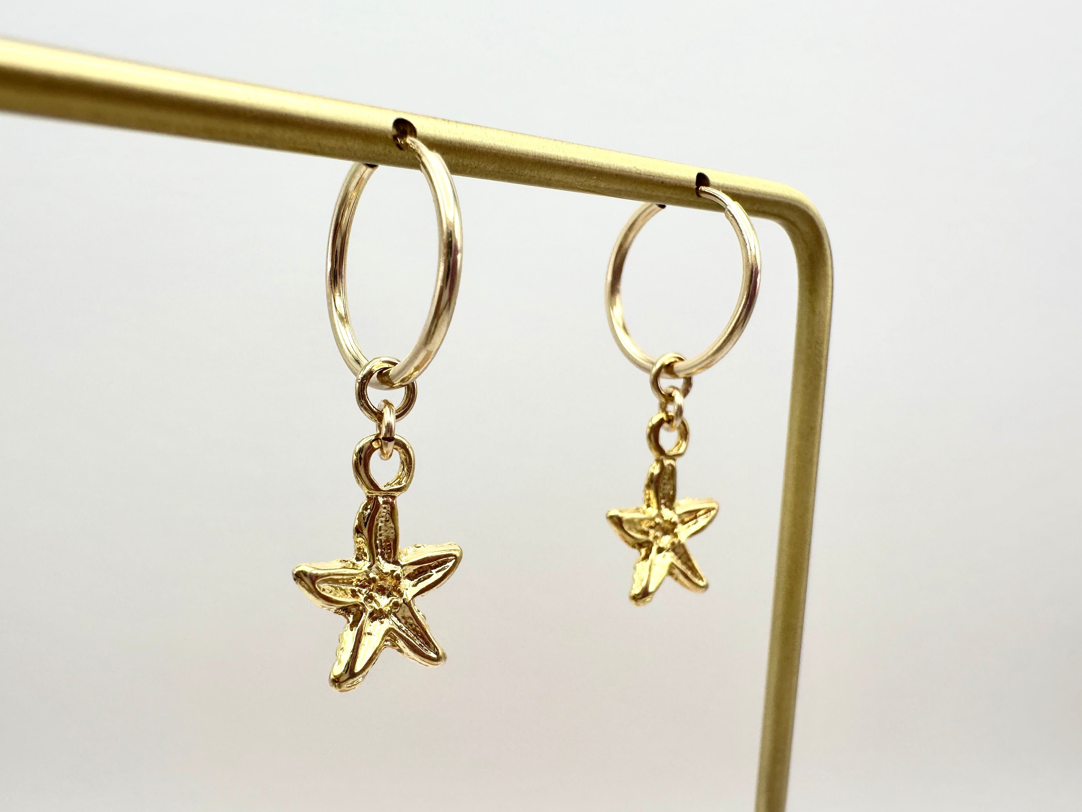 Starfish Charm 14K Gold Filled Hoop Earrings