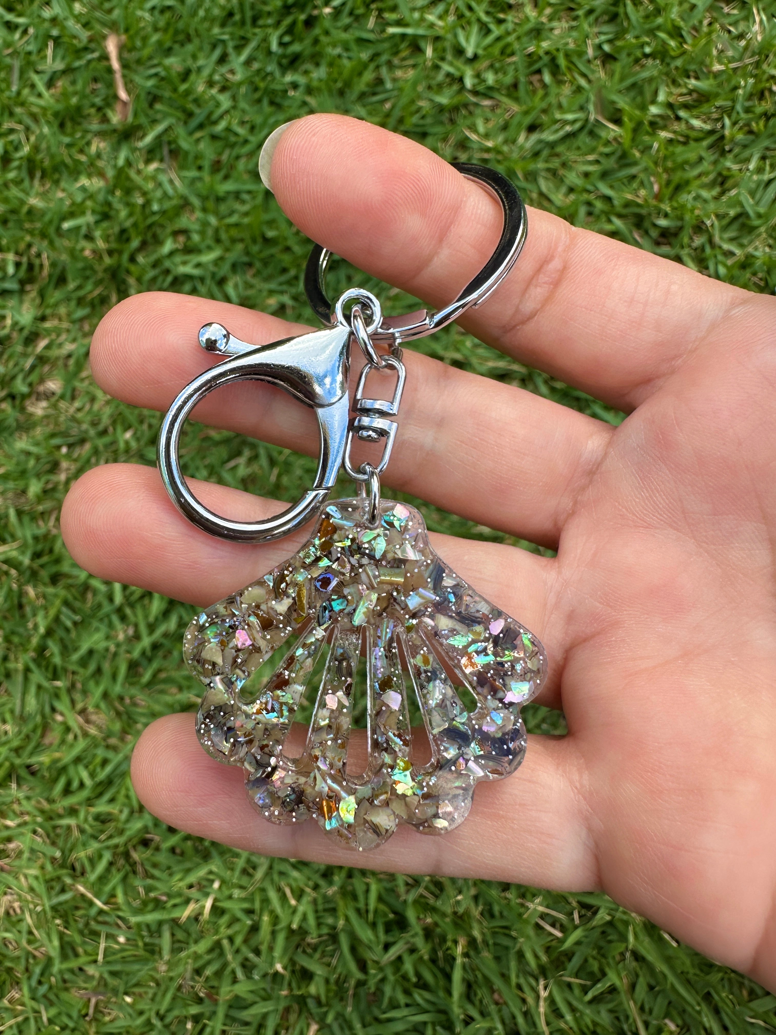 Seashell Resin Keychain - Choose from Sunrise, Moonrise, or Abalone