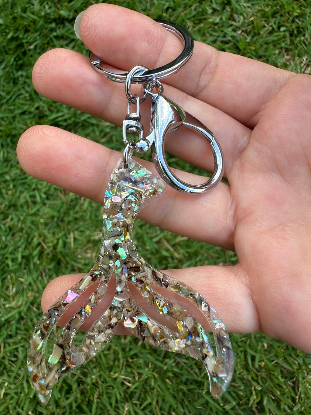 Mermaid Tail Resin Keychain - Choose from Sunrise, Moonrise, or Abalone